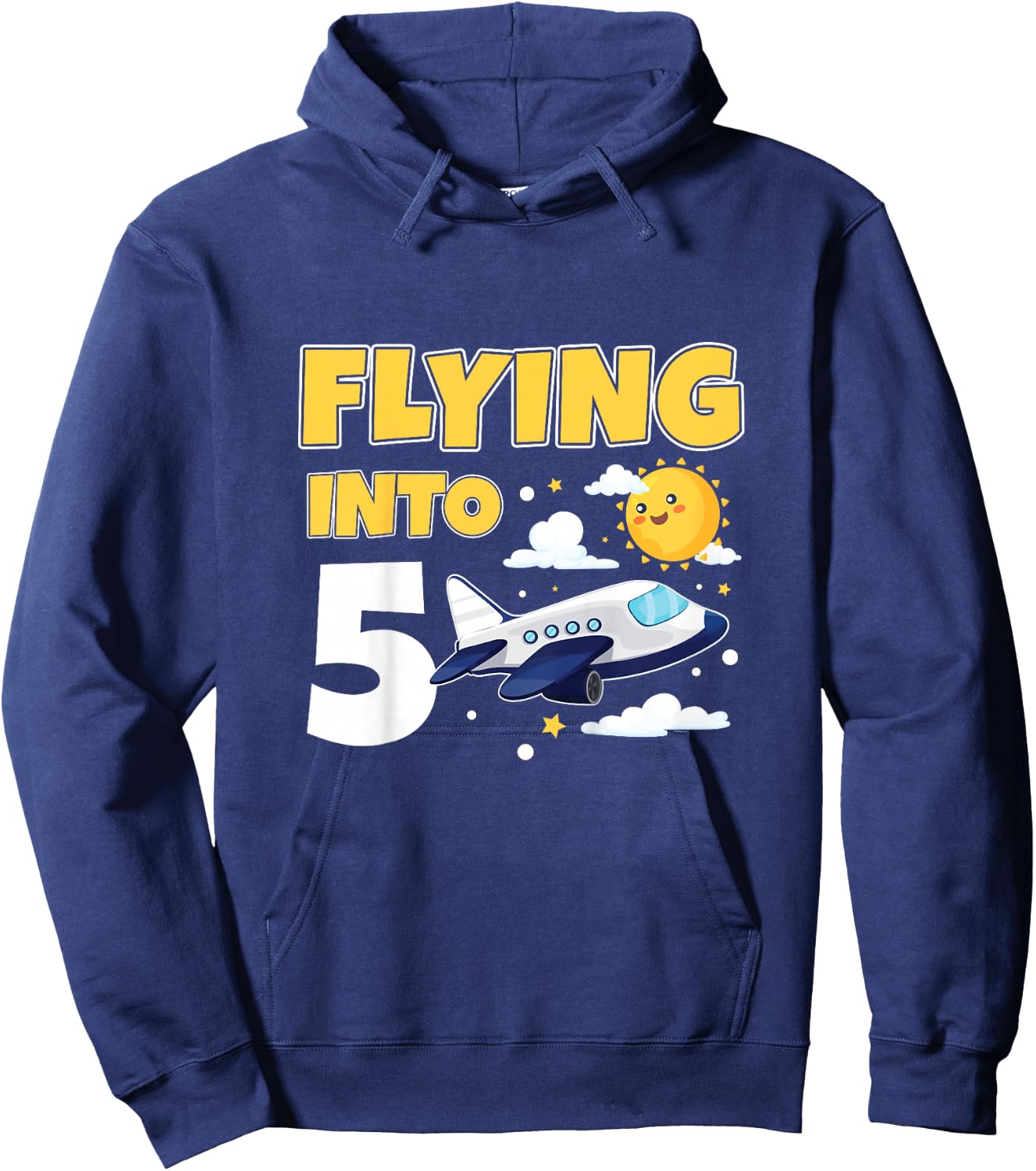 Flying Into 5 Airplane Pilot 5 Year Old 5th Birthday Hoodie - Hoodie | Navy