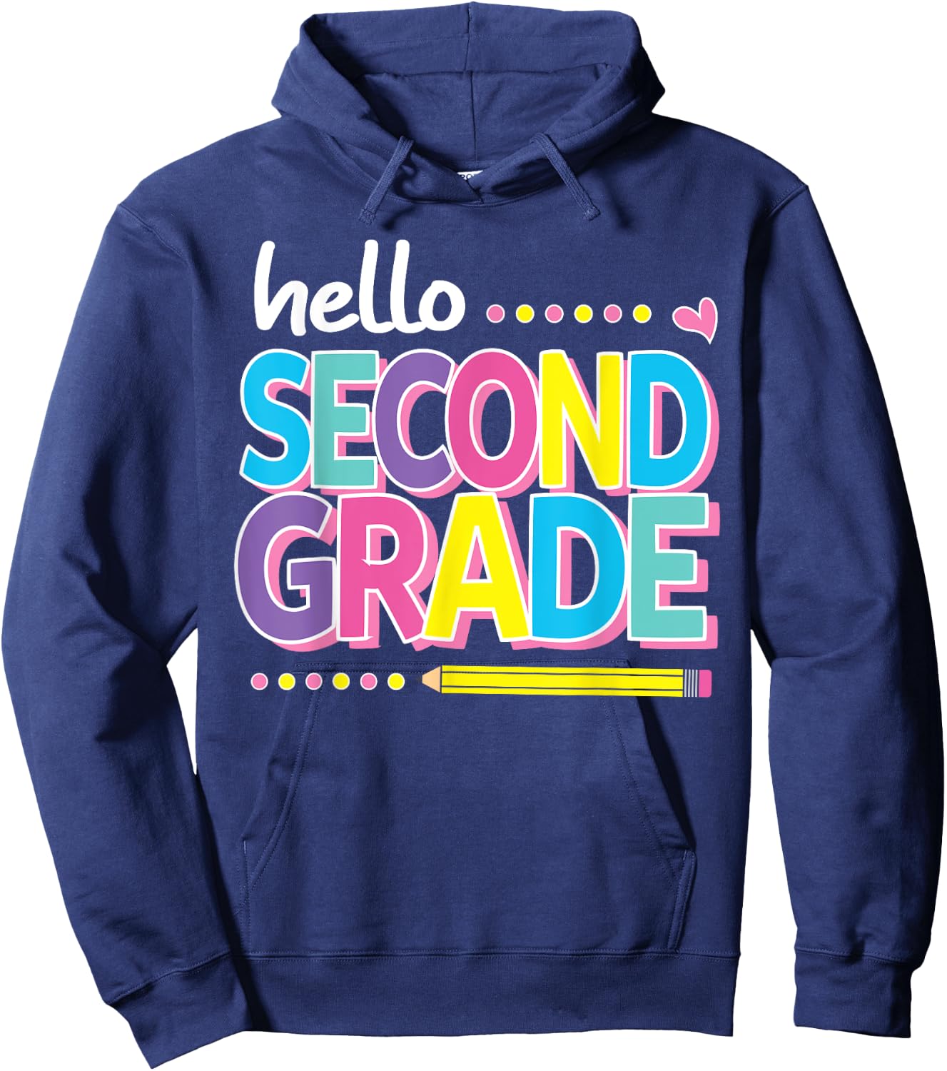 Hello Second 2nd Grade First Day Back to School 2024 Girls Hoodie - Hoodie | Navy
