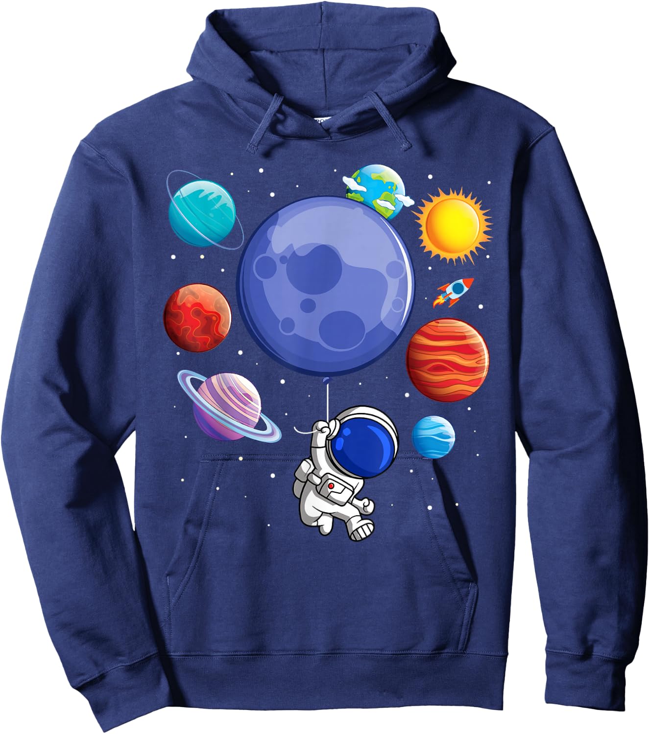Funny Solar System Shirt Astronaut Planet Balloons Space Kid Hoodie - Hoodie | Navy