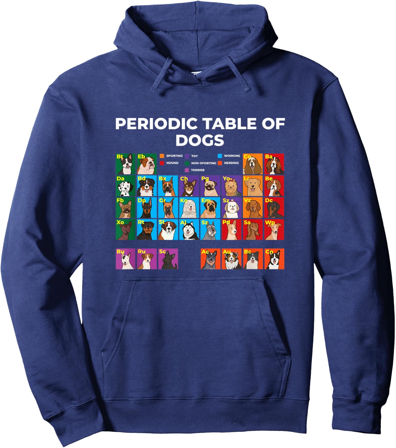 Periodic Table of Dogs, Dog Lover, Funny Science Men Women Kids Hoodie - Hoodie | Navy