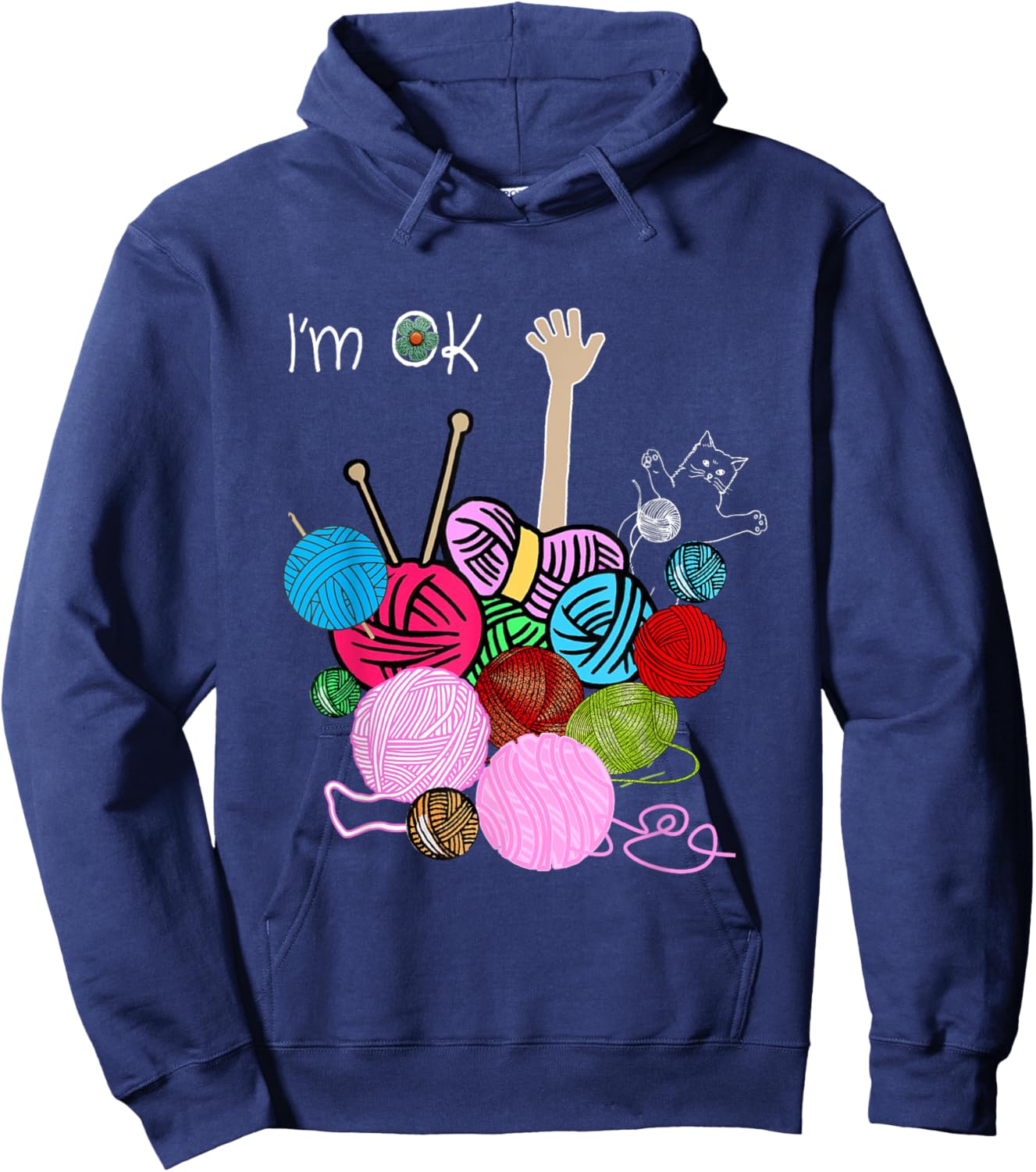 I'm Ok Crochet And Knitting Funny Crocheting Hoodie - Hoodie | Navy