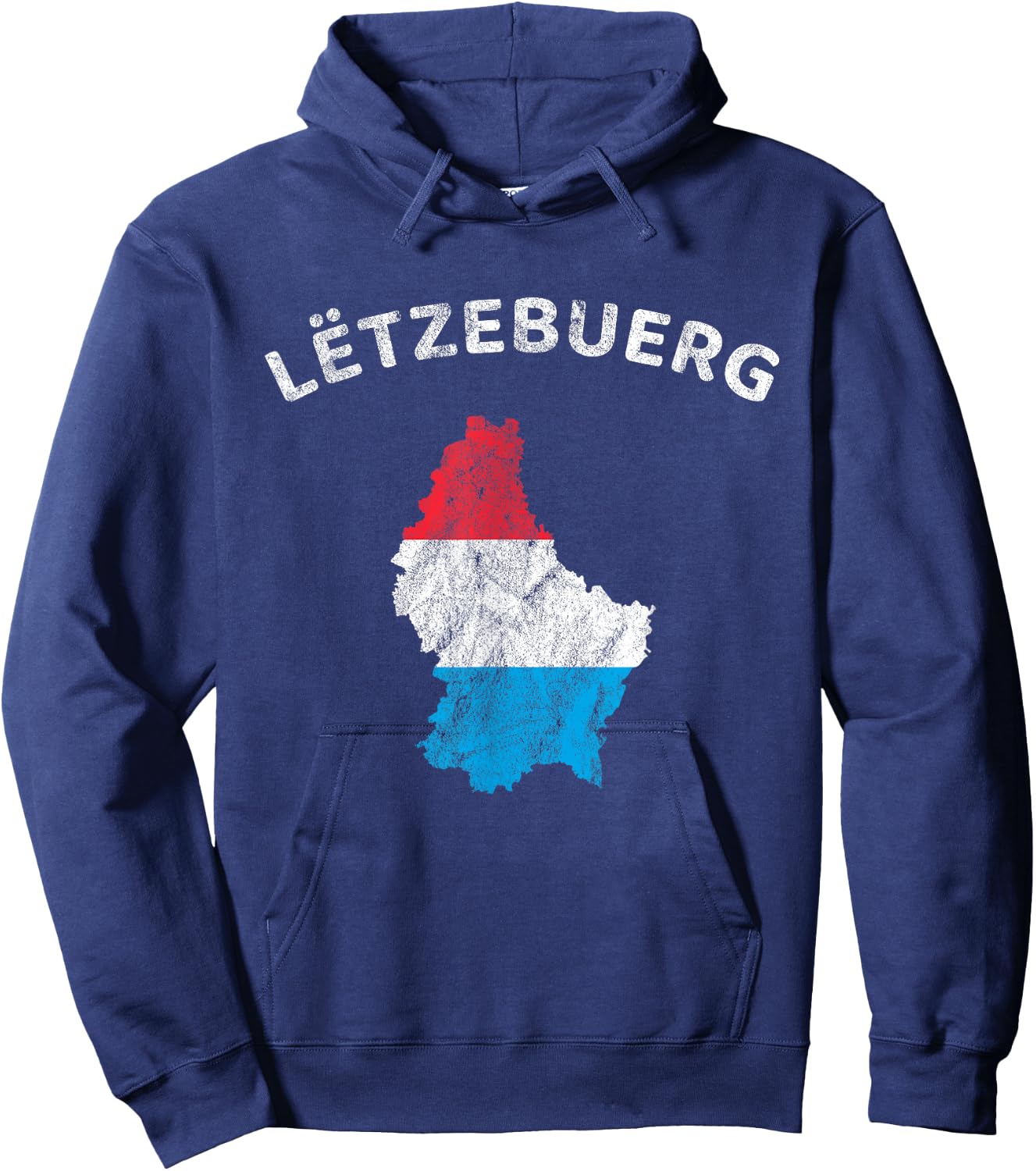Luxembourg Flag, Letzebuergesch Luxembourg Outline Hoodie - Hoodie | Navy