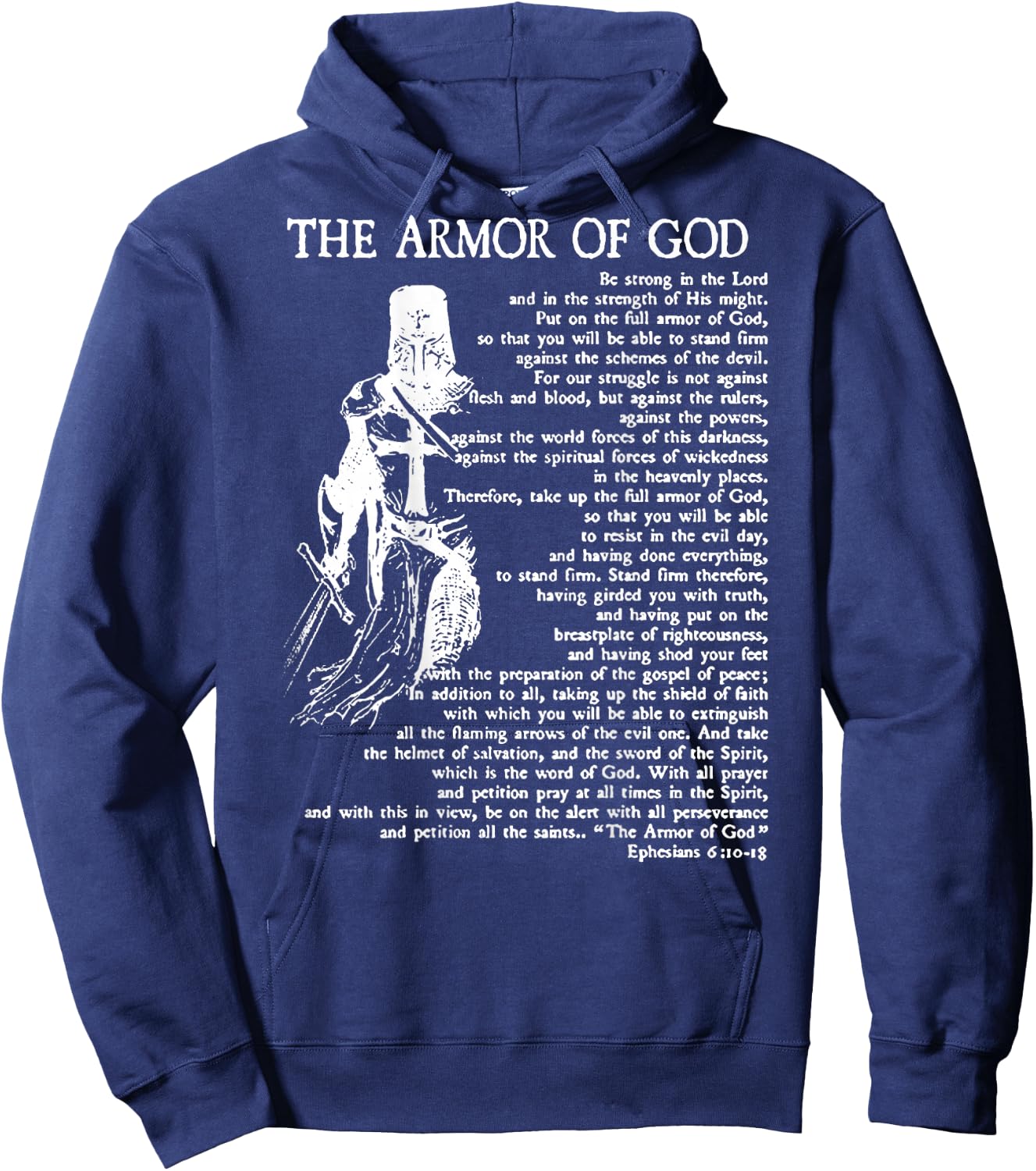 Armor of God Christian Bible Verse Religious Ephesians 6:11 Hoodie - Hoodie | Navy