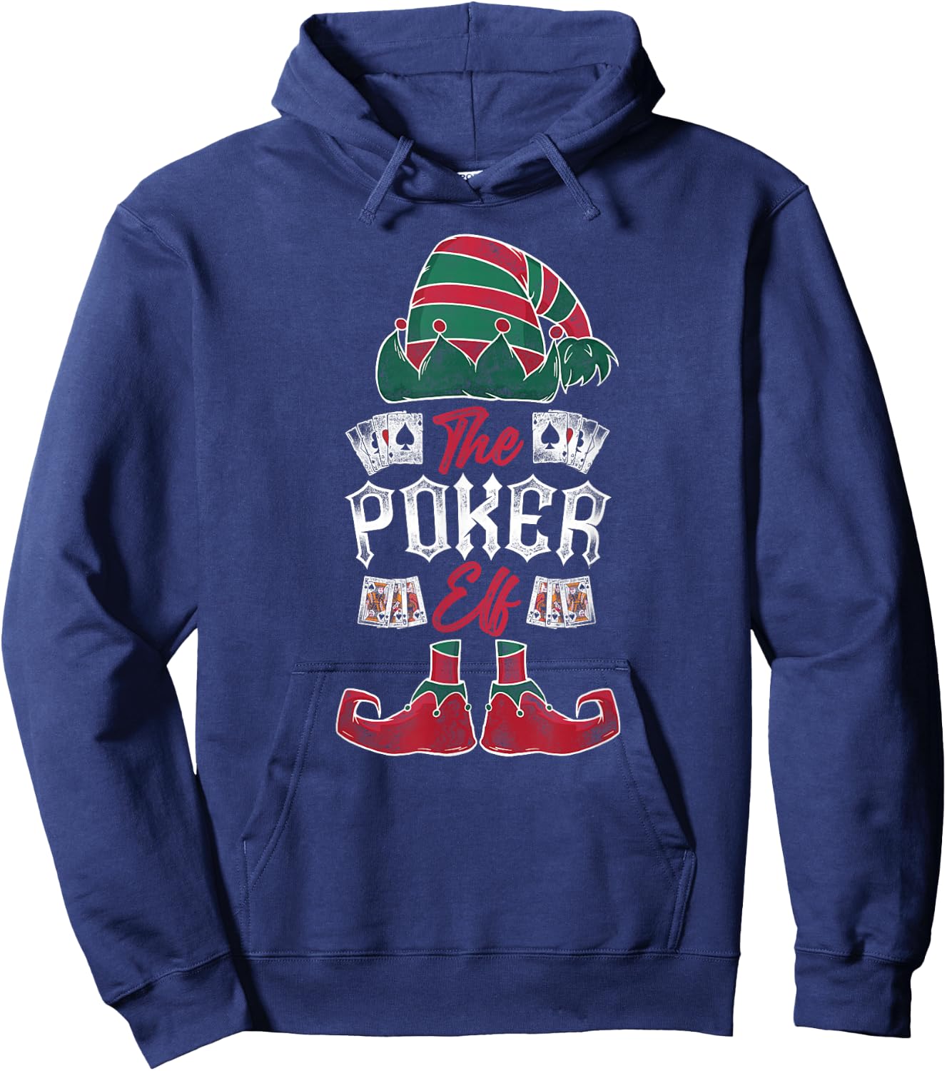 Poker Christmas Elf Vintage The Poker Elf Hoodie - Hoodie | Navy
