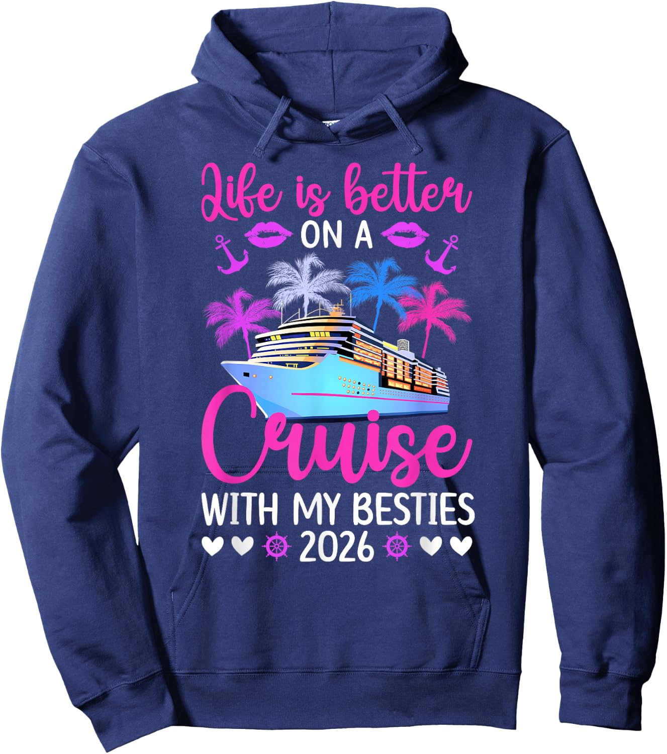 On A Besties Cruise Trip 2026 Vacation Best Friend Cruising Hoodie - Hoodie | Navy