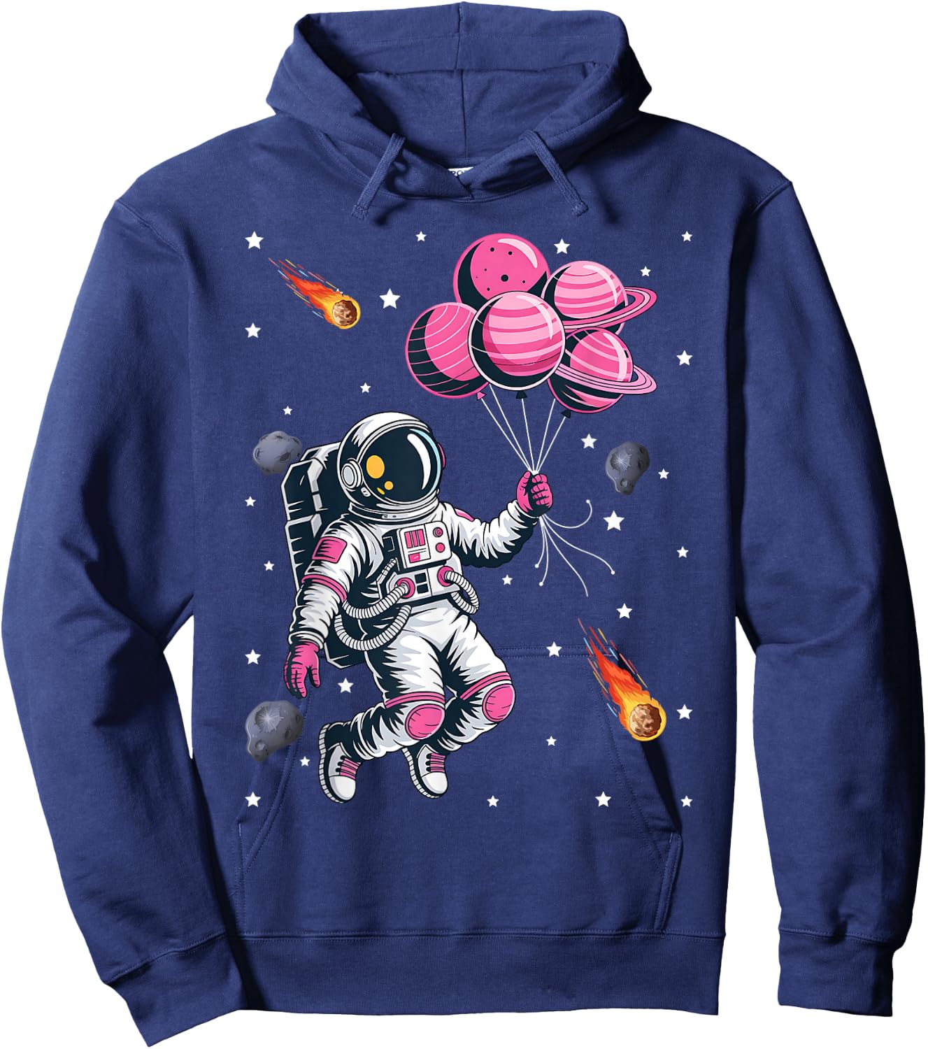 Girl Astronaut Balloon Planets Space Galaxy Girls Kids Hoodie - Hoodie | Navy