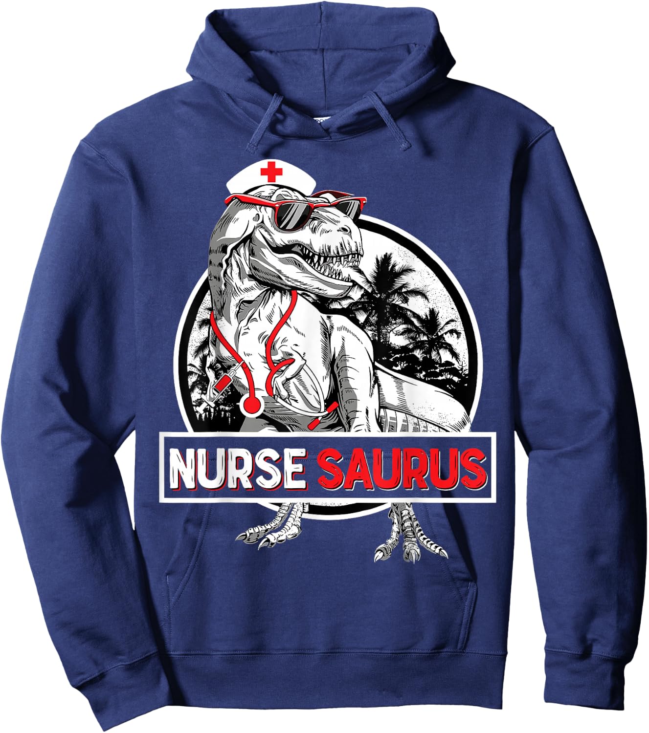 RN Nurse Saurus Nursing School Graduation Dinosaur Men Women Hoodie - Hoodie | Navy