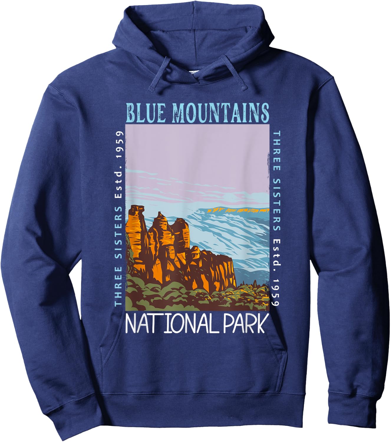 Blue Mountains National Park Australia Distressed Vintage Hoodie - Hoodie | Navy