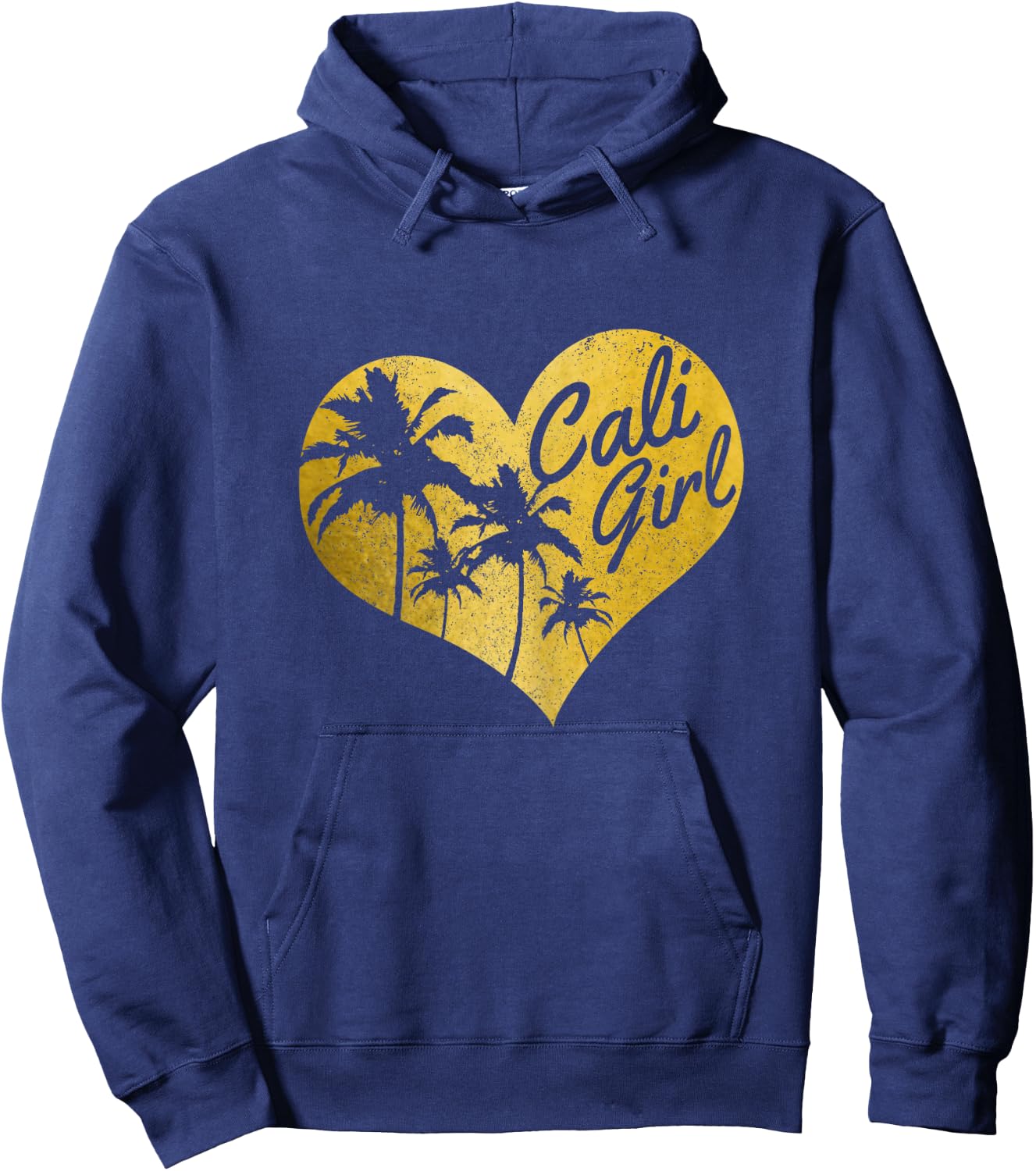 Cali Girl California Heart Palm Trees Cute Vintage Hoodie - Hoodie | Navy