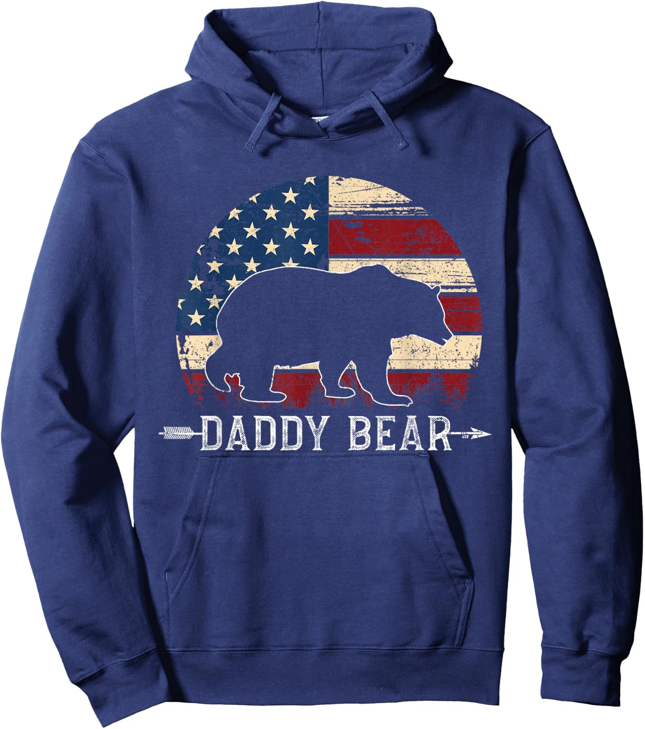 Daddy Bear American Flag 4th Of July Father's Day Hoodie - Hoodie | Navy