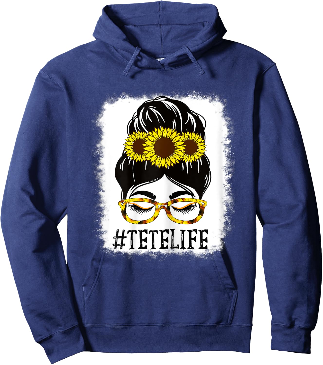 Messy Bun TeTe Life Grandma Sunflowers Cute Mothers Day Hoodie - Hoodie | Navy