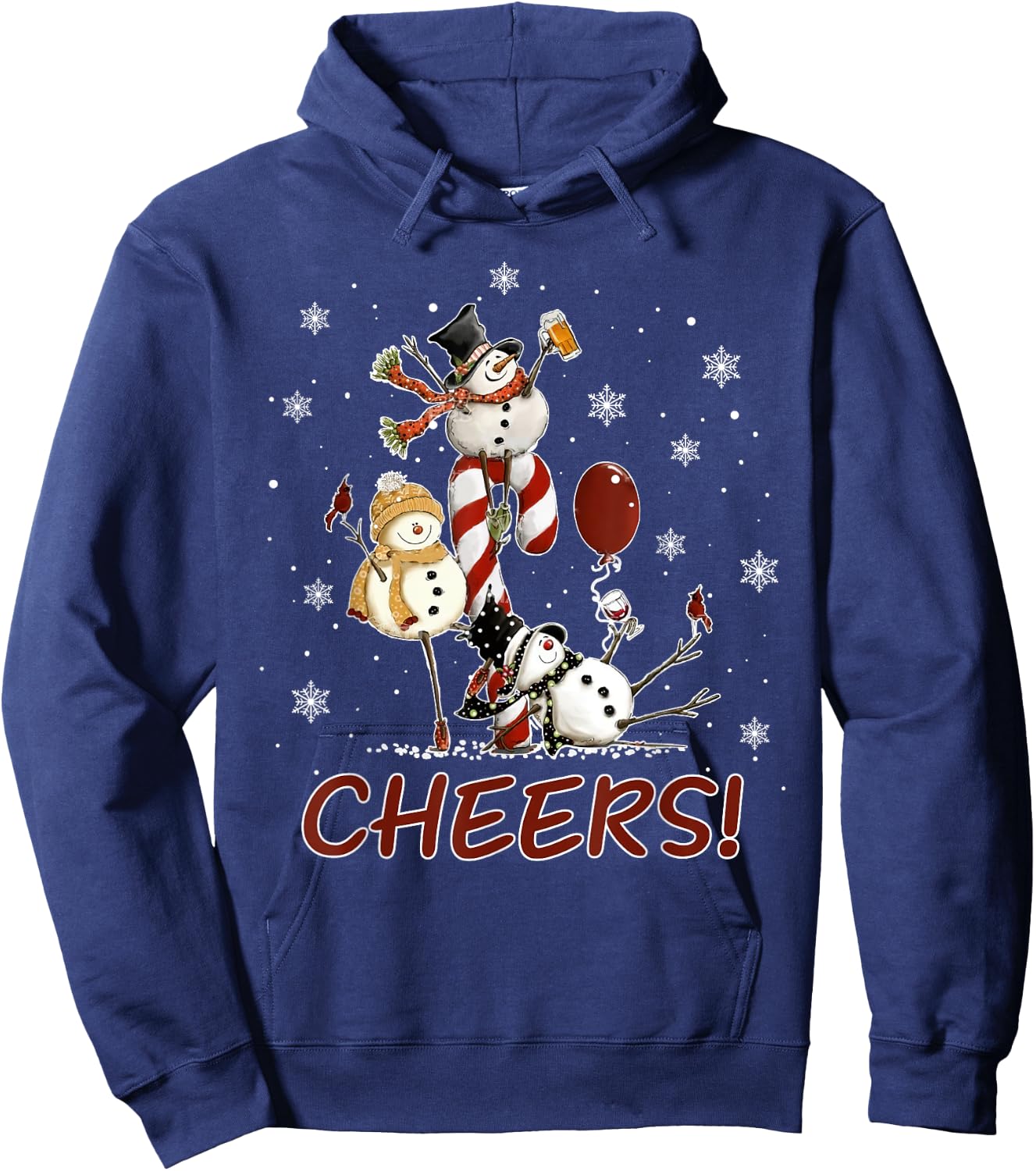 Cheers Snowman Shirt Beer Christmas Sweater Wine Lover Hoodie - Hoodie | Navy