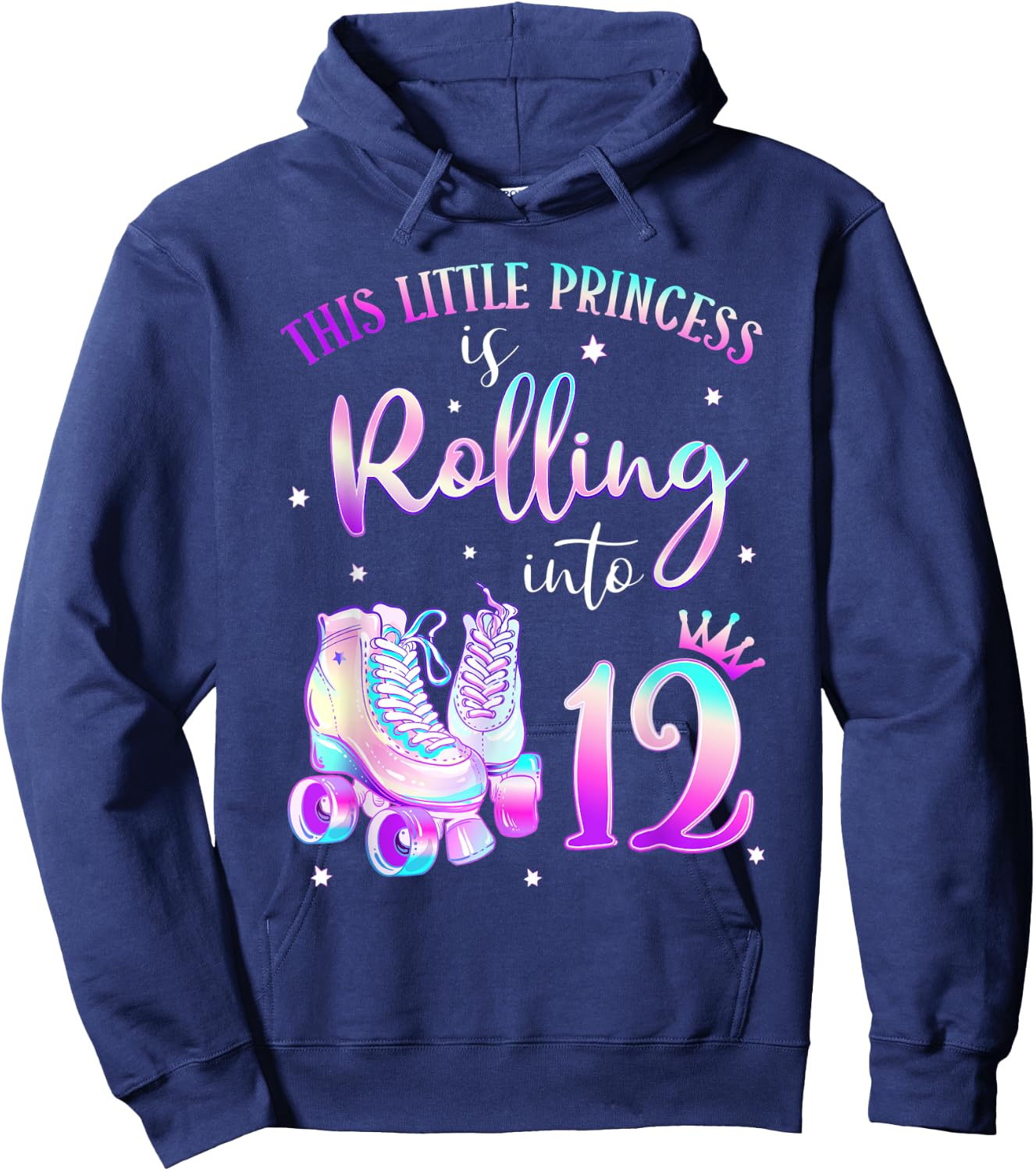 12th Bday Rolling Into 12 Birthday Roller Skate Theme Party Hoodie - Hoodie | Navy