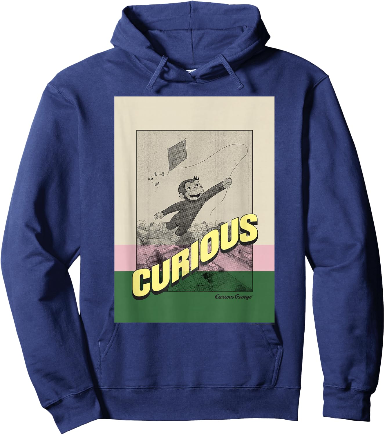Curious George Sepia Tone Kite Flight Hoodie - Hoodie | Navy