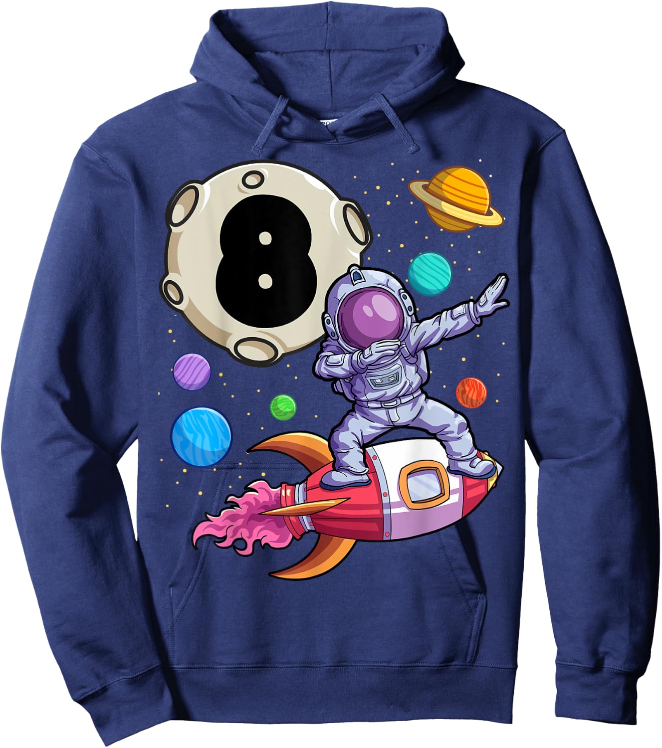 Dabbing Astronaut 8 Yrs Old Birthday Boy Space 8th Birthday Hoodie - Hoodie | Navy