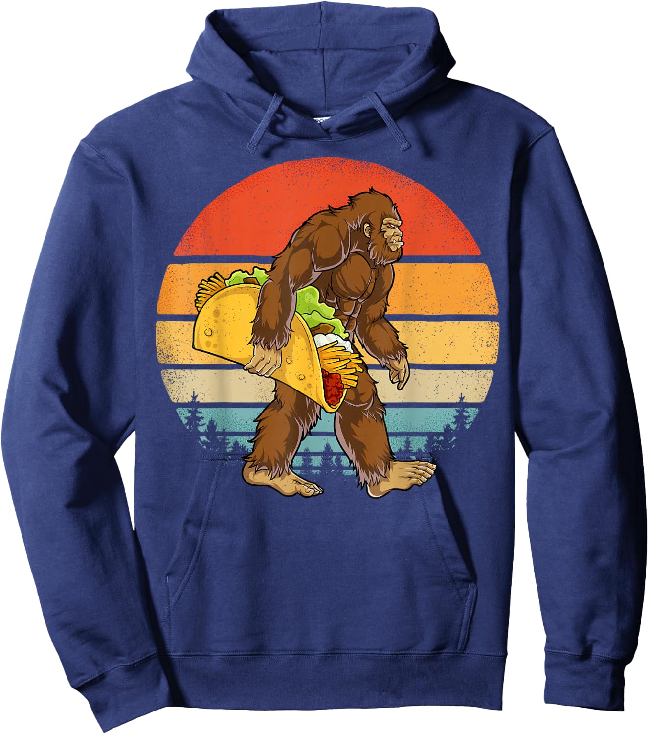 Bigfoot Carrying Taco Funny Cinco de Mayo Boys Men Sasquatch Hoodie - Hoodie | Navy