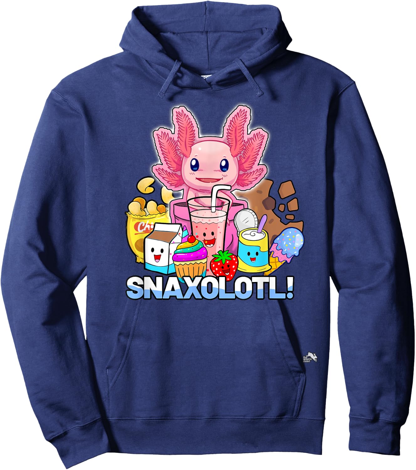 Pet Axolotl - Snaxolotl - Cute Snacks, Funny Kawaii Hoodie - Hoodie | Navy