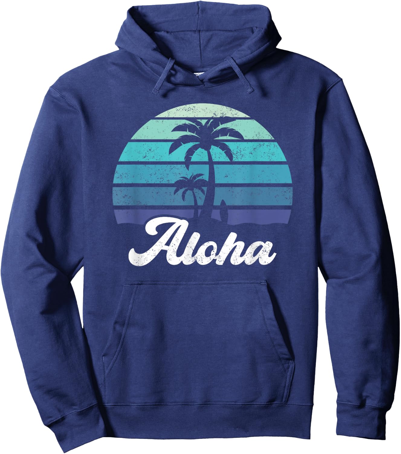 Aloha Hawaii Hawaiian Island Shirt Palm Tree Surfboard Beach Hoodie - Hoodie | Navy