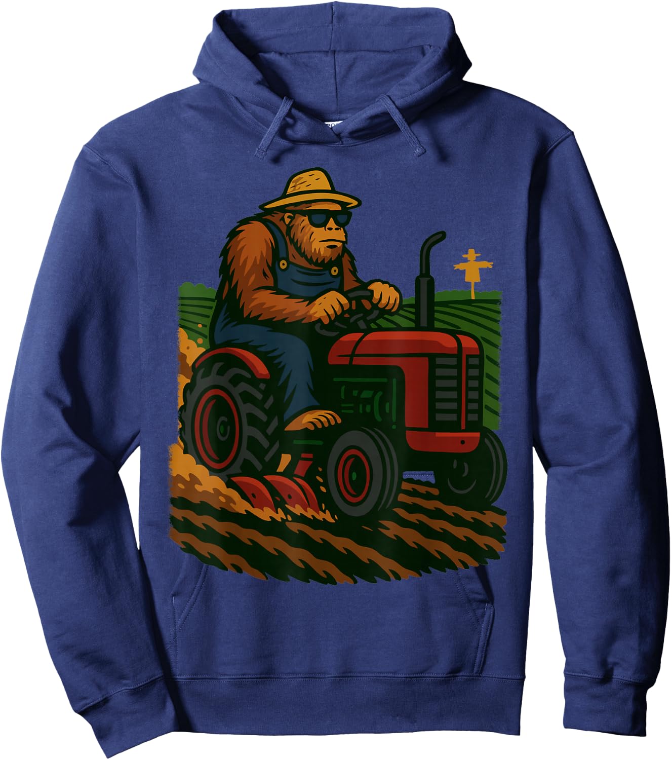 Funny Bigfoot Farmer Tractor Farming Farm Men Boys Hoodie - Hoodie | Navy