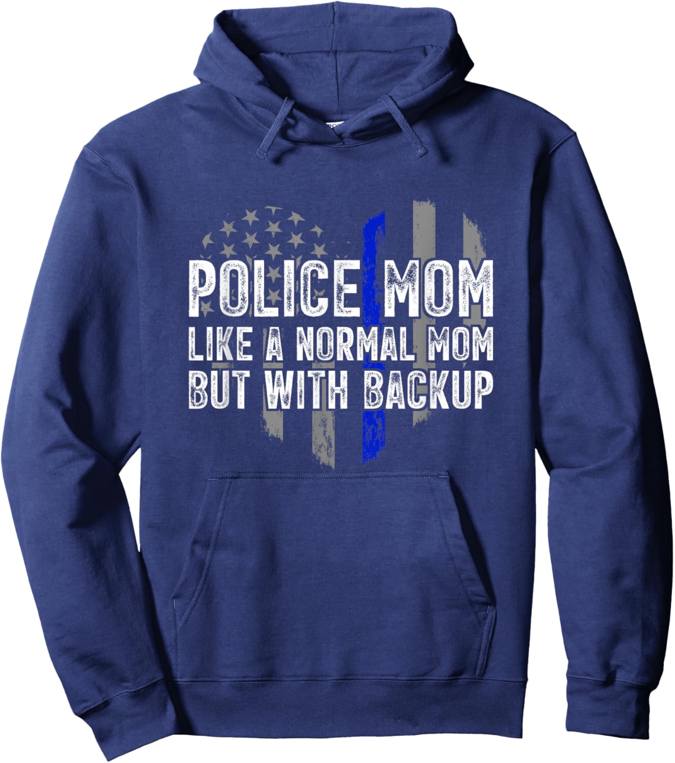 Police Mom Blue Line Flag Hoodie - Hoodie | Navy