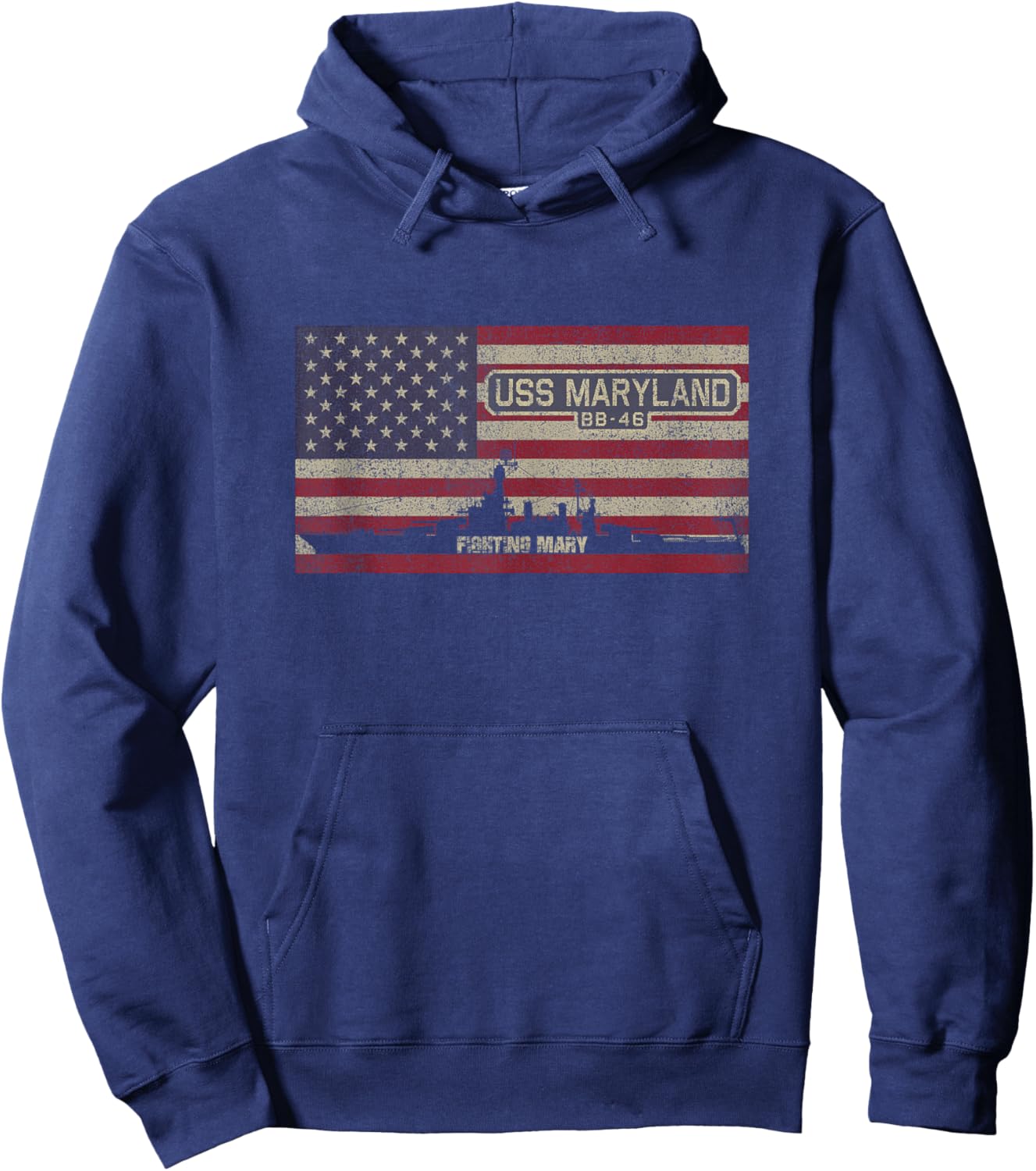 USS Maryland BB-46 WW2 Battleship USA American Flag Hoodie - Hoodie | Navy
