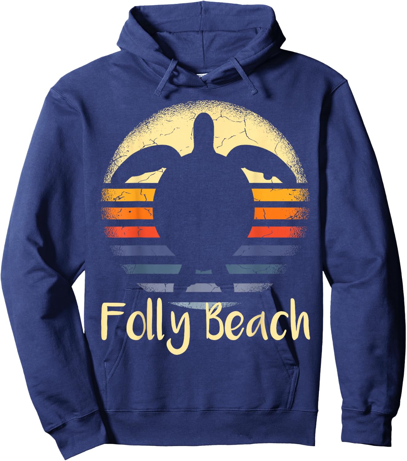 Folly Beach South Carolina SC Loggerhead Sea Turtle Lover Hoodie - Hoodie | Navy