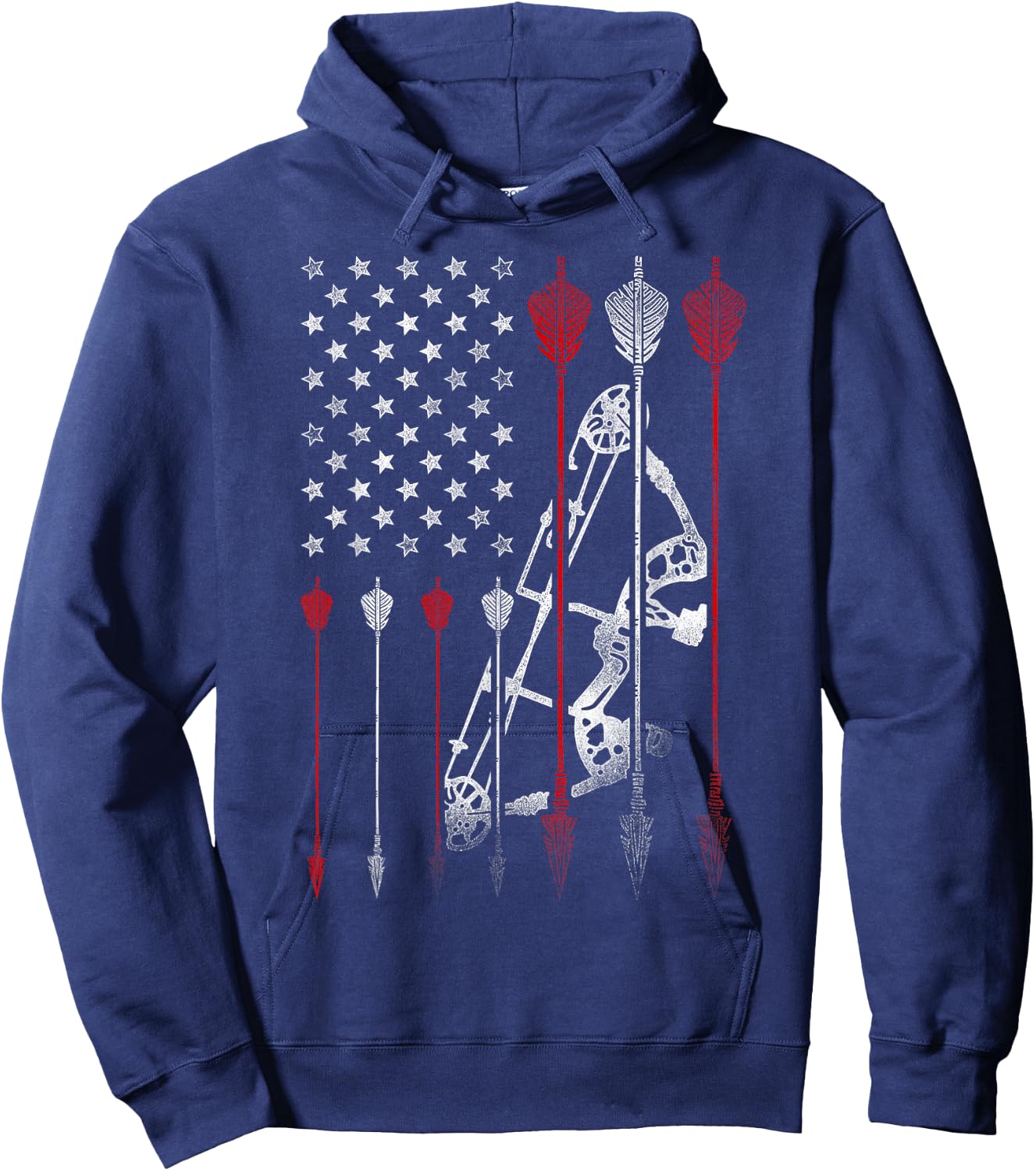 Archery Archer Usa American Flag Vintage Arrow Compound Bow Hoodie - Hoodie | Navy