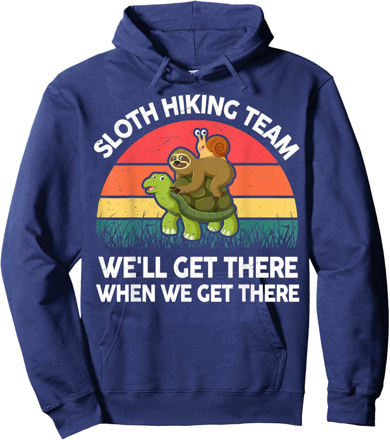Sloth-Shirt Funny Sloth Hiking Team Men Women Gift Hiking Hoodie - Hoodie | Navy