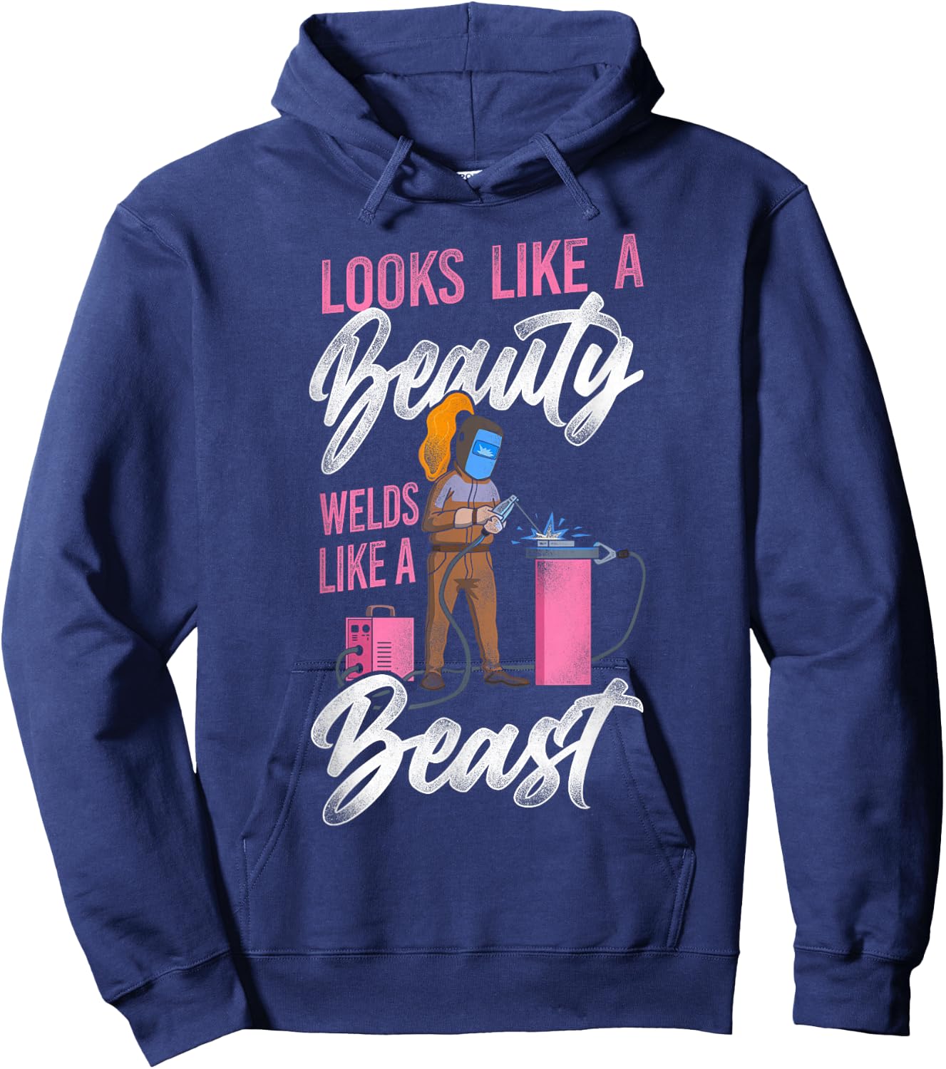Welder Welding Female Welder Vintage Looks Like A Beauty Hoodie - Hoodie | Navy