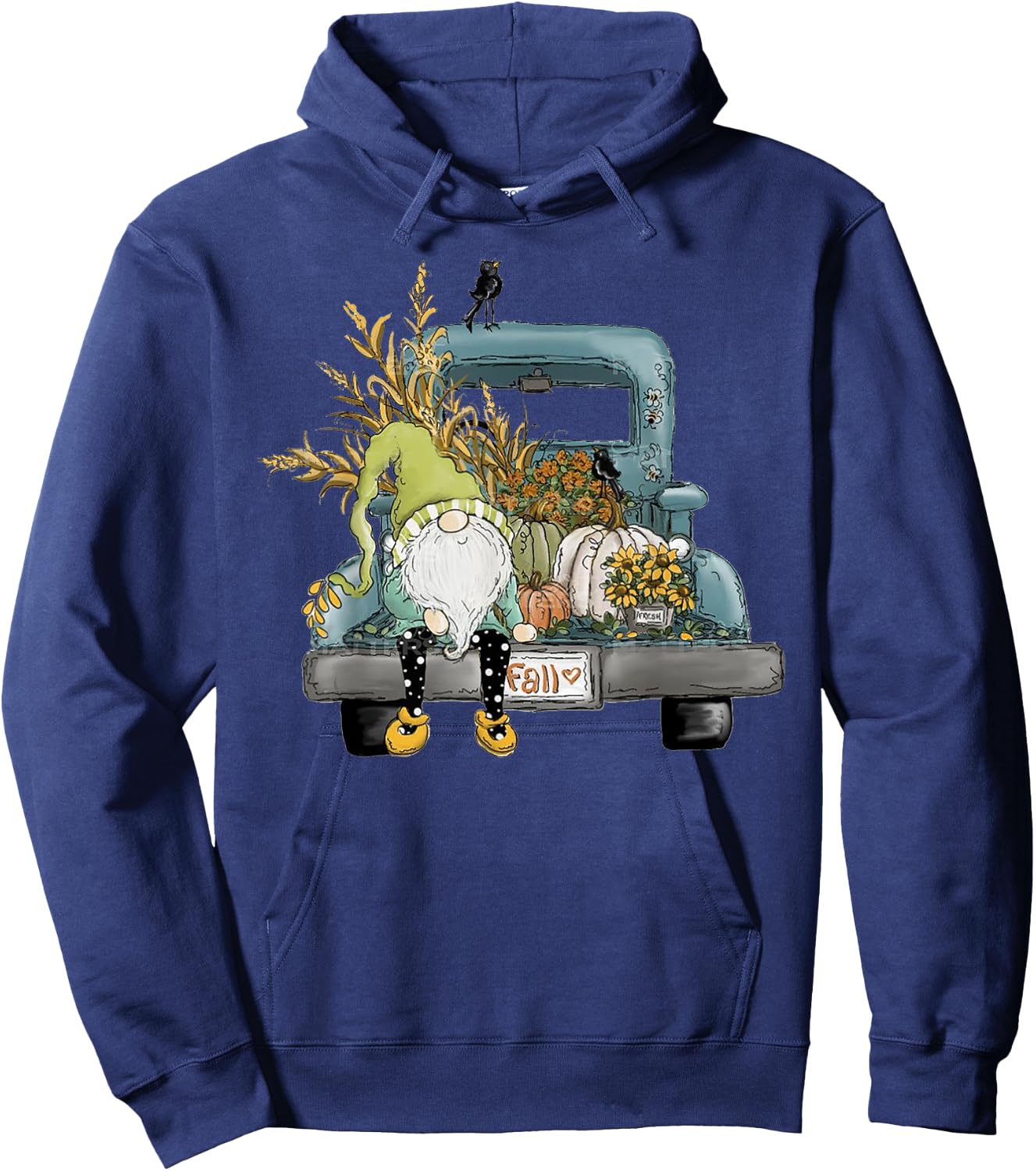 Fall Gnome Vintage Truck and Pumpkin Hoodie - Hoodie | Navy
