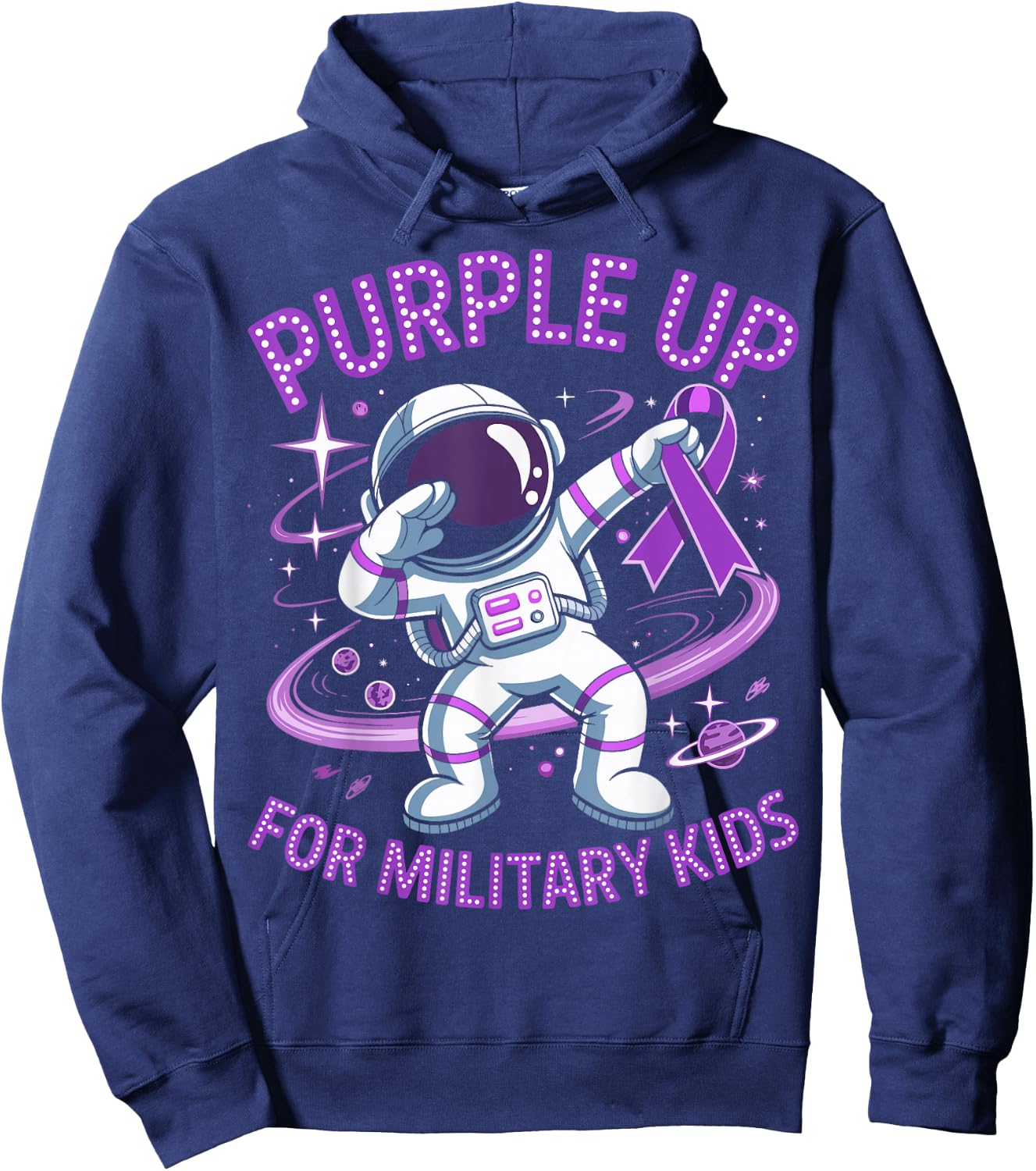 Purple Up for Military Kids Military Child Month Astronaut Hoodie - Hoodie | Navy