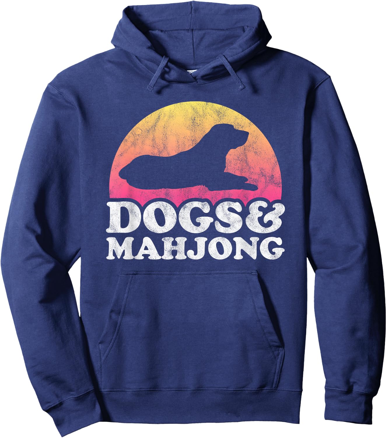 Dogs and Mahjong Men's or Women's Dog Hoodie - Hoodie | Navy