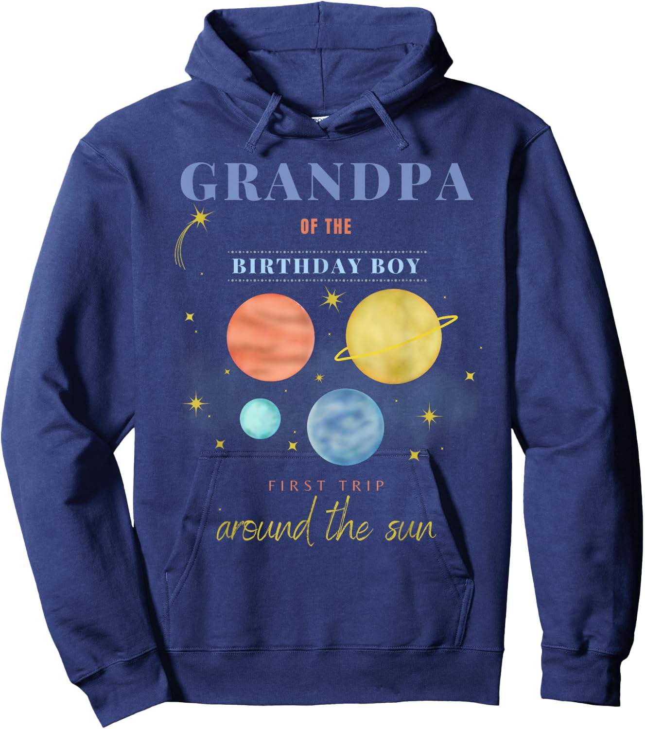 Grandpa 1st Birthday First Trip Around The Sun Space Bday Hoodie - Hoodie | Navy