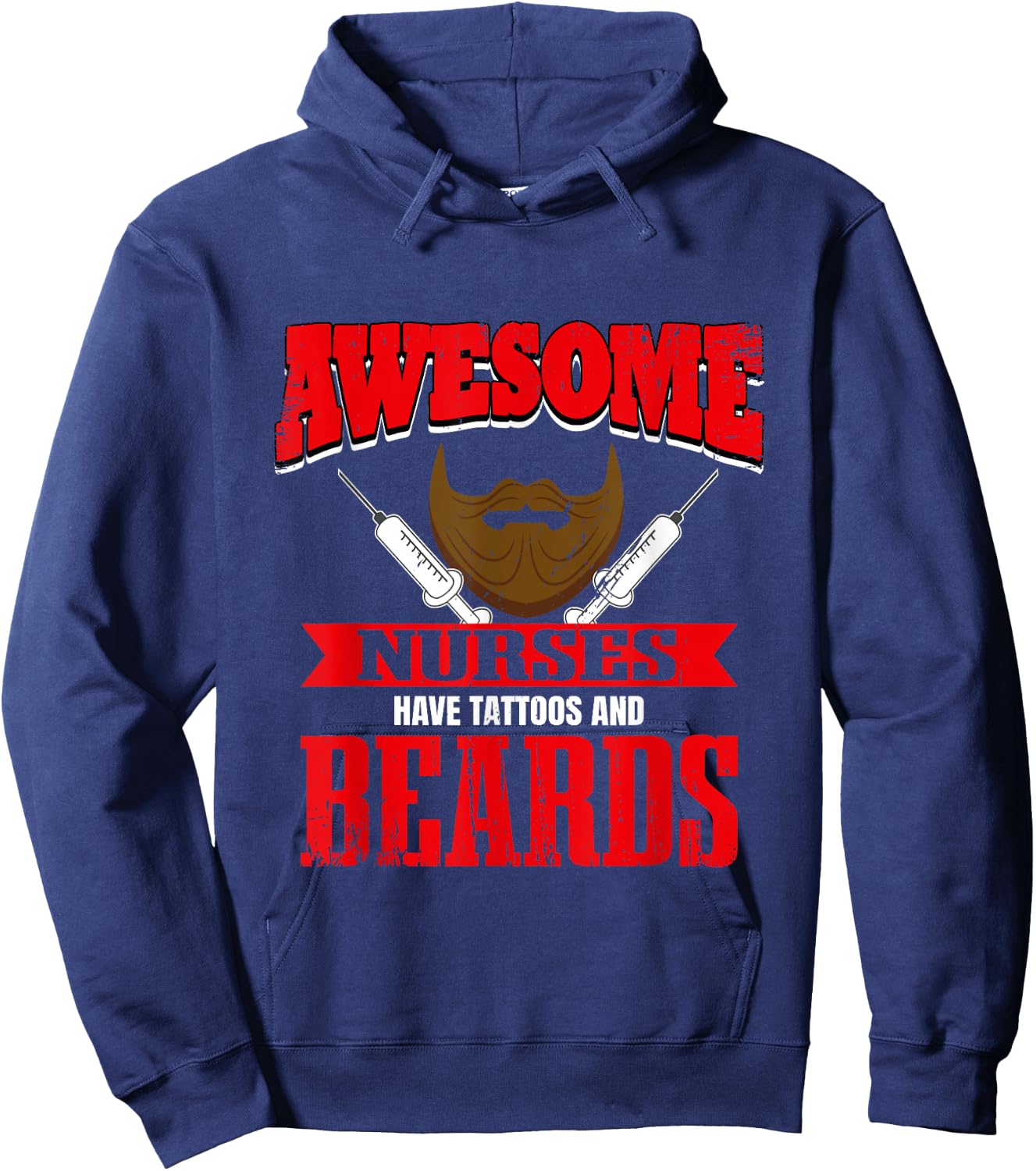 Funny Male Nurse Tattoos And Beards Murse Hospital Hoodie - Hoodie | Navy