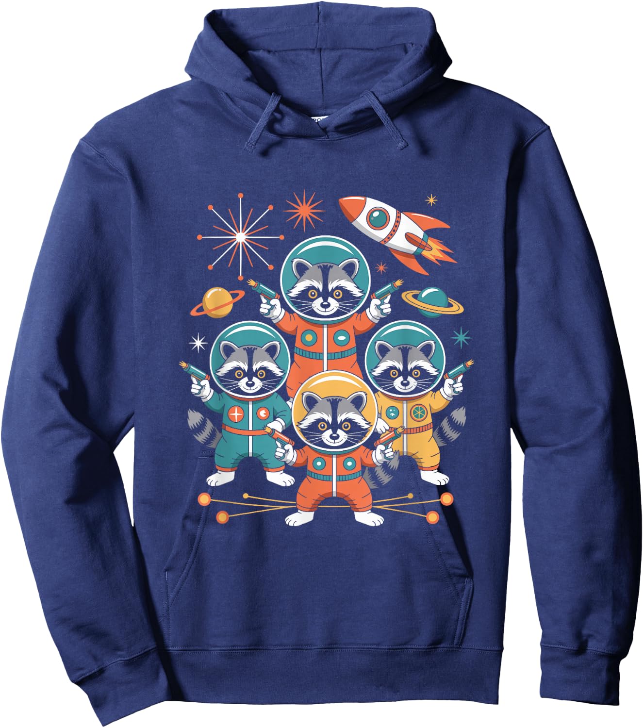 Space Raccoon Astronaut Squad Cosmic Rocket Galaxy Raccoon Hoodie - Hoodie | Navy