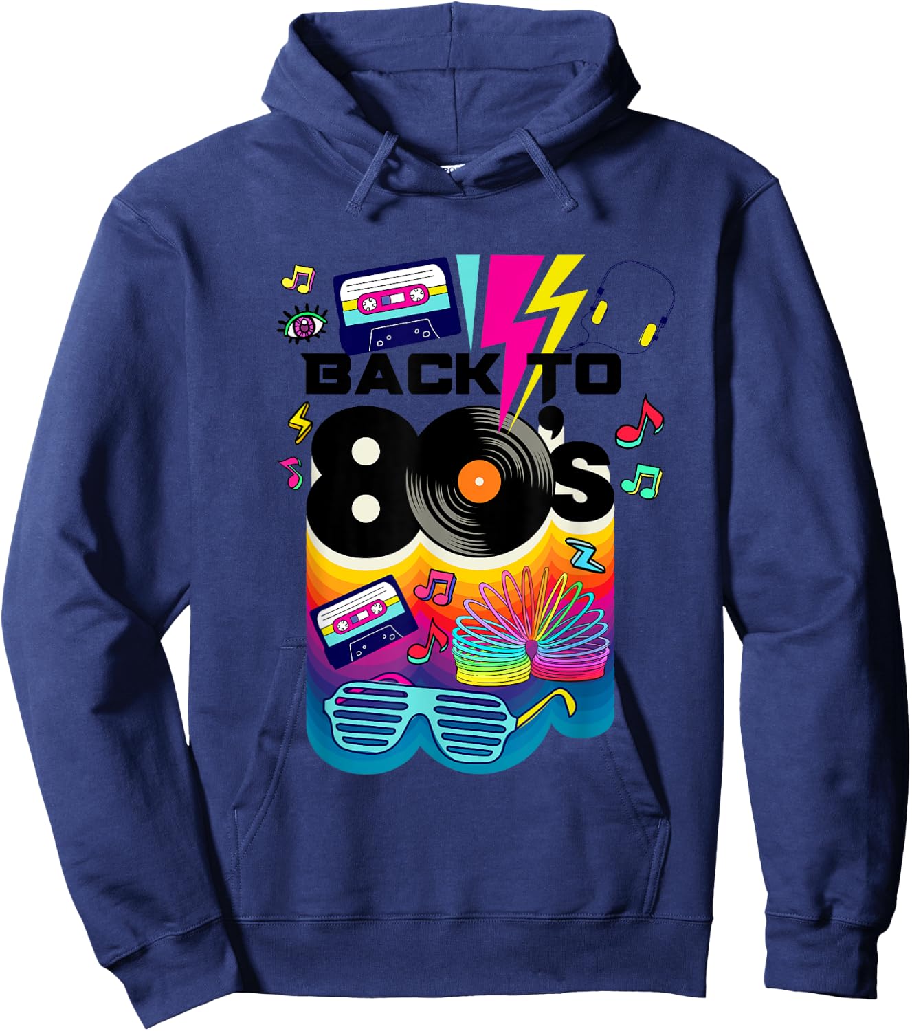 Vintage Retro Back To 80's I Love 80's Graphic Design Hoodie - Hoodie | Navy