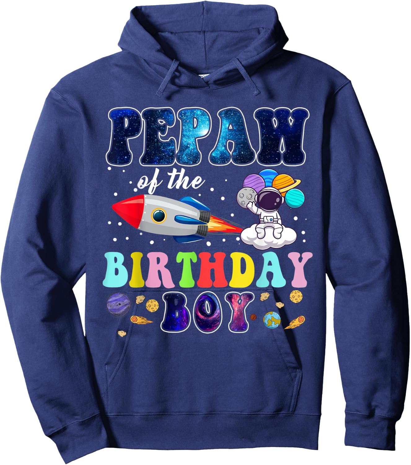 PePaw Of The Birthday Astronaut Boy Space Theme Hoodie - Hoodie | Navy