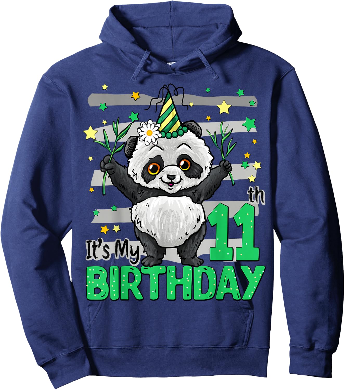 11 Year Old Panda 11th Birthday Girl Boy Panda Birthday Hoodie - Hoodie | Navy