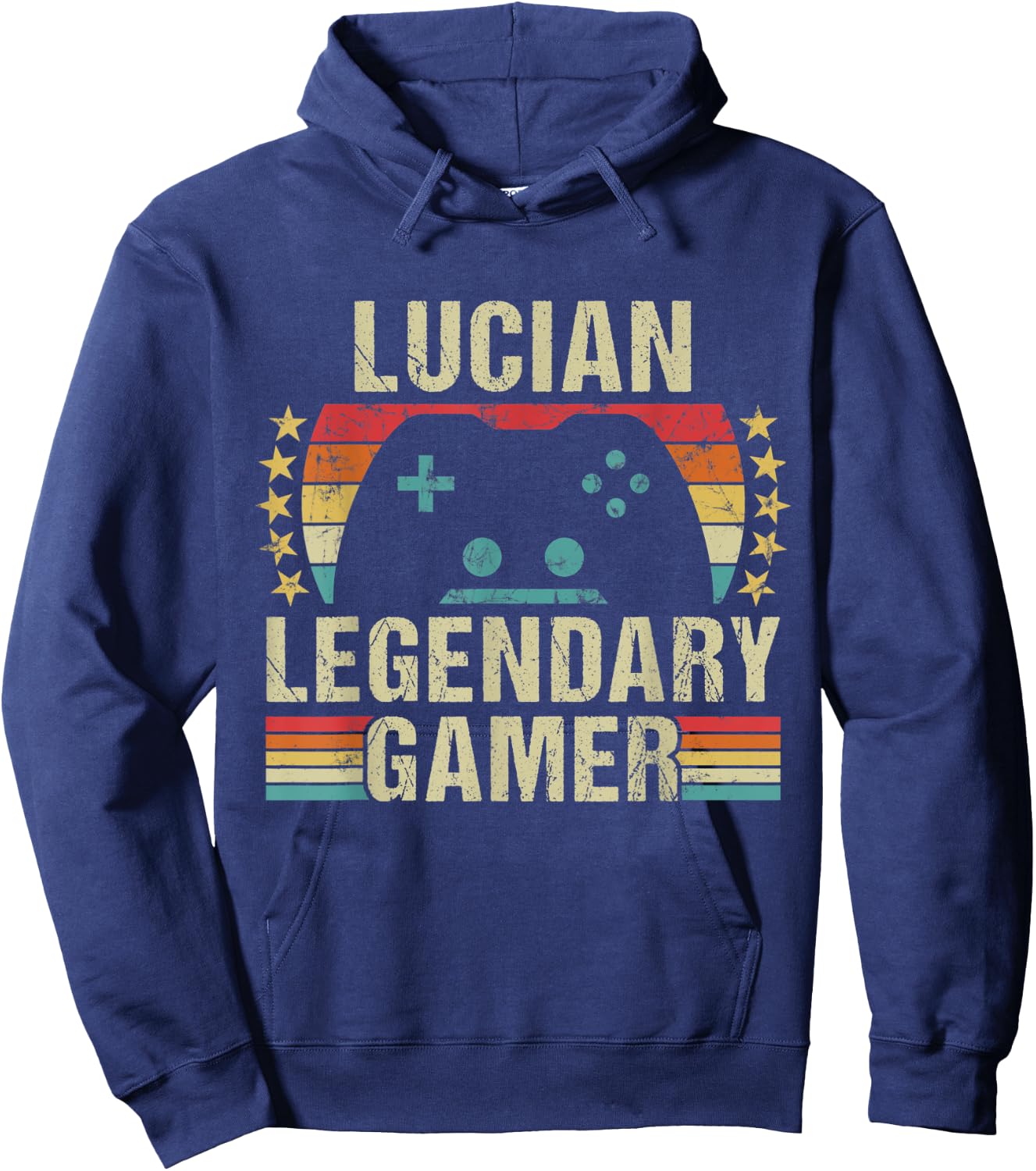 Lucian Gamer Retro Gaming Vintage Game Personalized 70s Hoodie - Hoodie | Navy