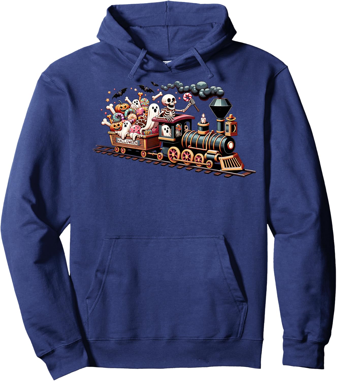 Cute Halloween Haunted Train For Kids and Halloween Lovers Hoodie - Hoodie | Navy