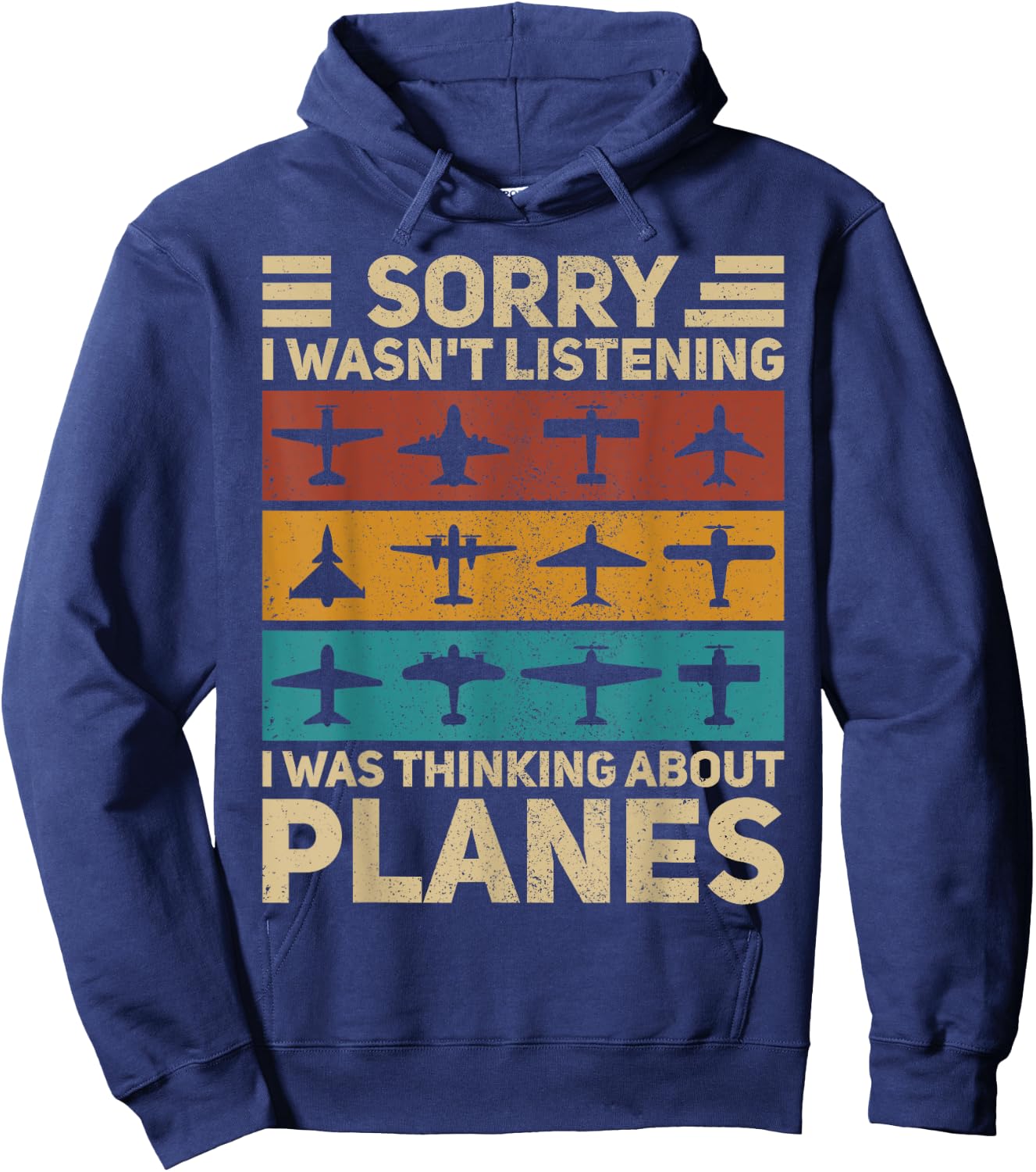 Plane Vintage Airplanes Retro Aviation Airplane Funny Pilot Hoodie - Hoodie | Navy