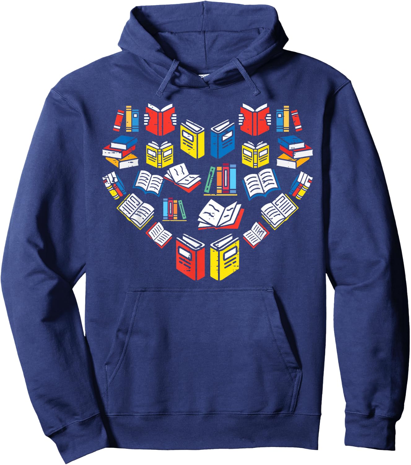 Books Heart Love Reading Teacher Librarian Bookworm Women Hoodie - Hoodie | Navy