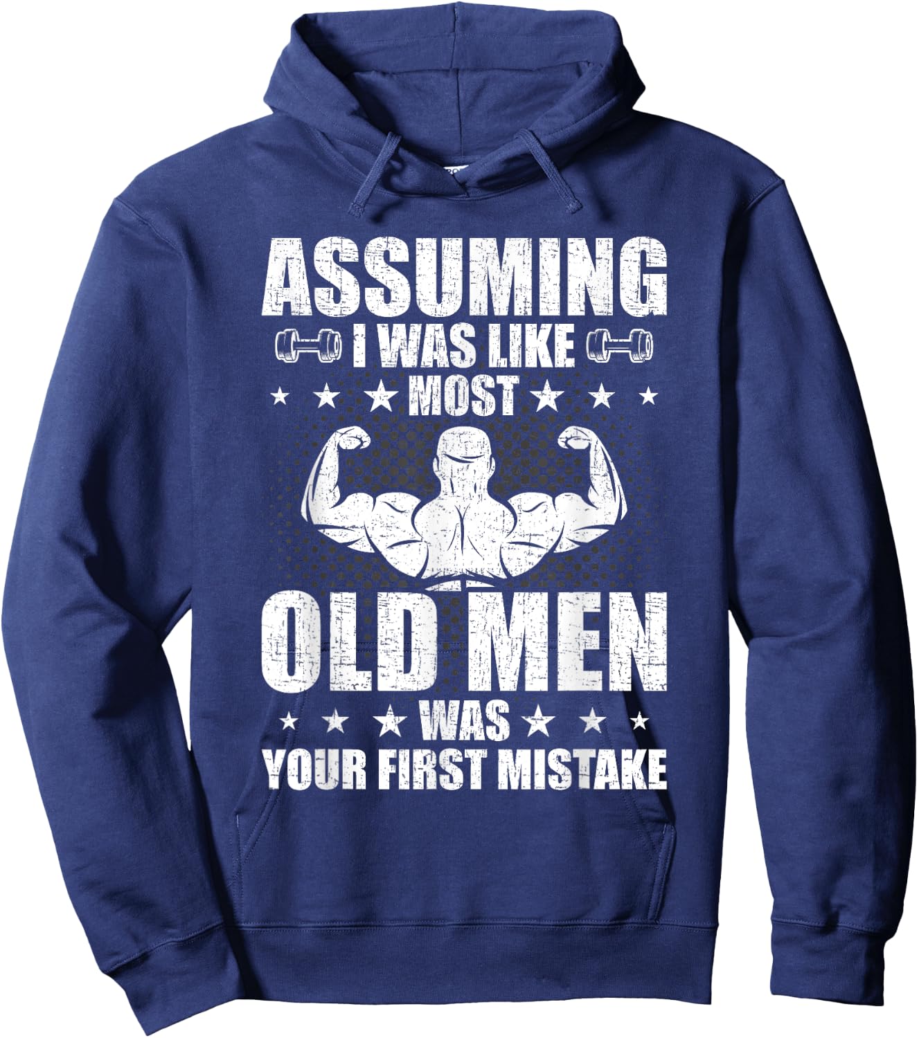 Old Man Weightlifting Bodybuilding Weightlifting Workout Hoodie - Hoodie | Navy