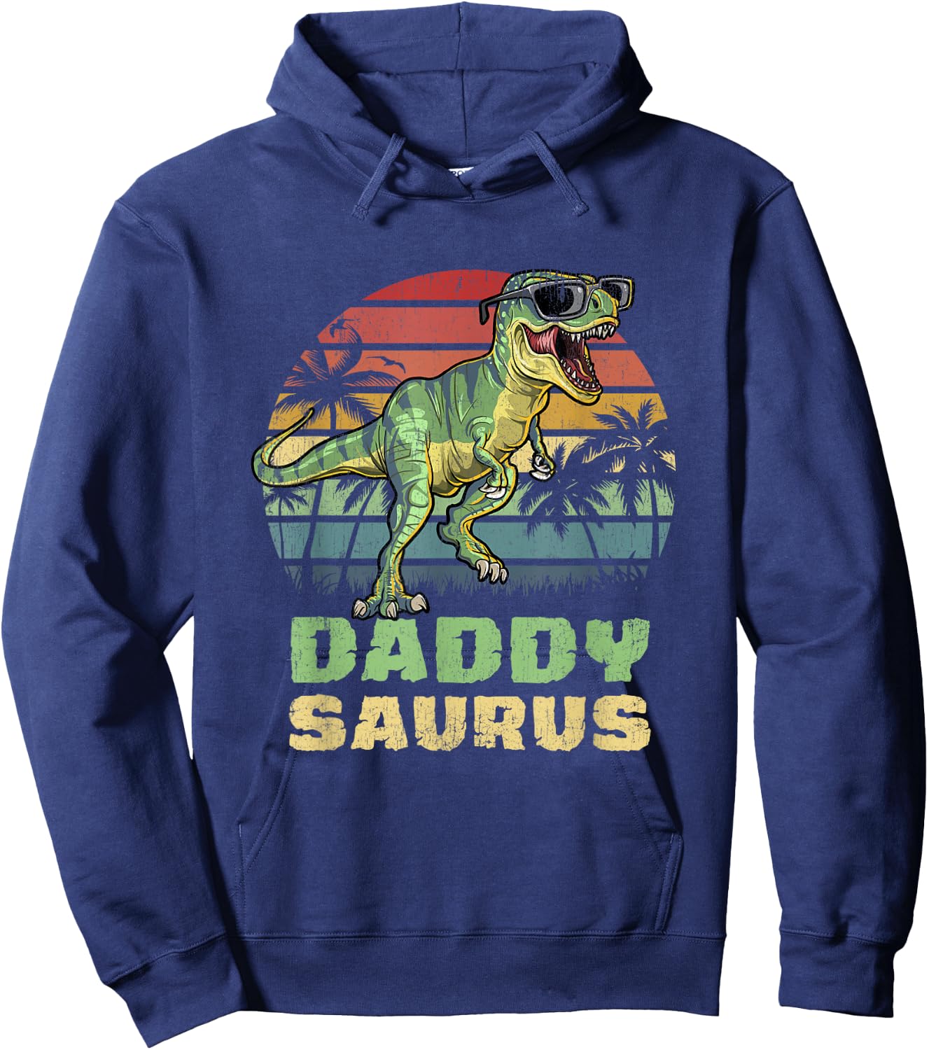 Daddysaurus T Rex Dinosaur Daddy Saurus Family Matching Hoodie - Hoodie | Navy