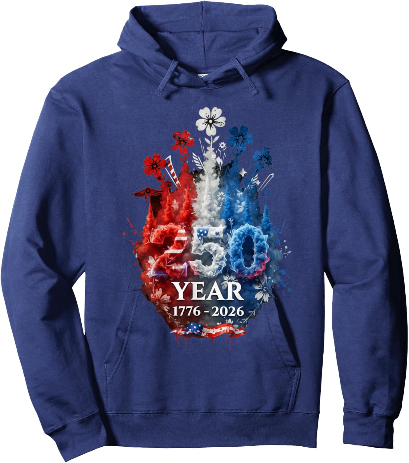 Patriotic 250th Anniversary 4th of July America USA Flag Hoodie - Hoodie | Navy