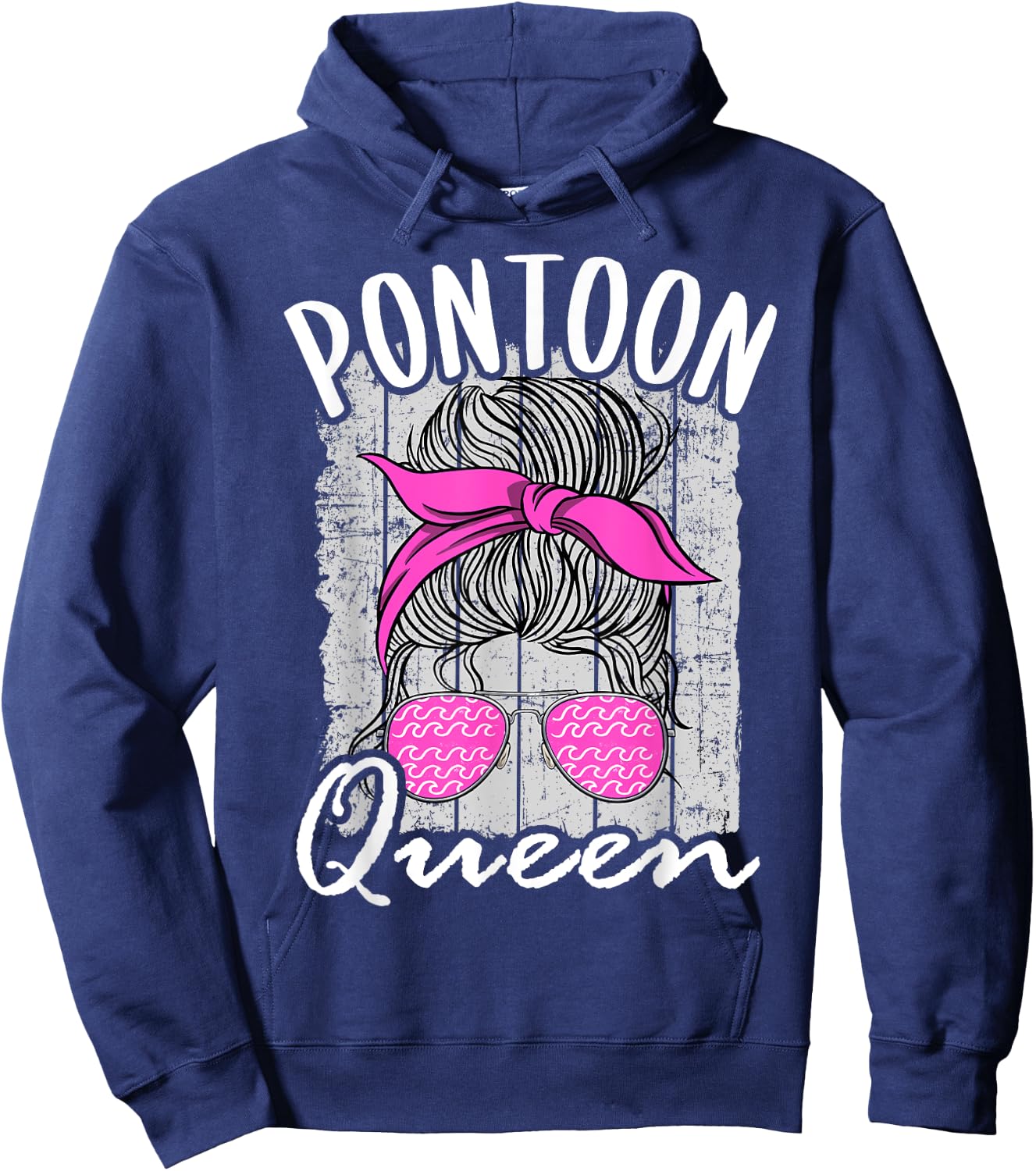Pontoon Queen Lake Life Matching Family Vacation Boating Hoodie - Hoodie | Navy