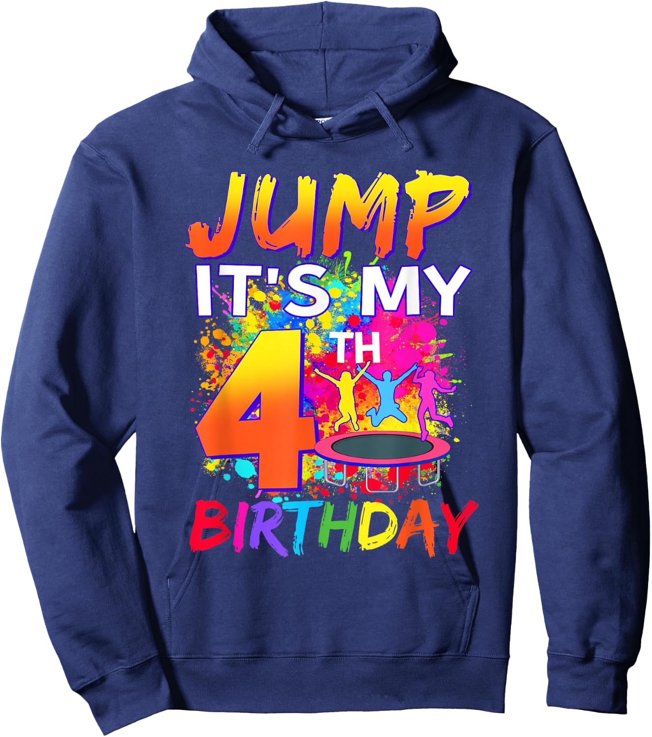 4 Year Old Boy Girl Jump It's My 4th Birthday Trampoline Hoodie - Hoodie | Navy