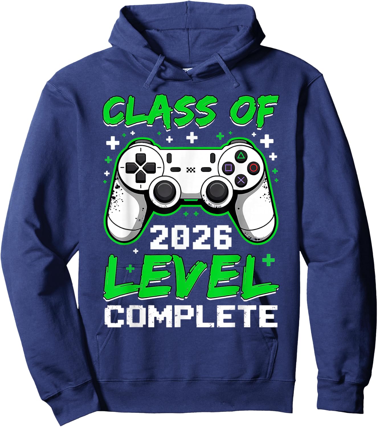 Class of 2026 Level Complete Funny Gamer Senior Graduation Hoodie - Hoodie | Navy