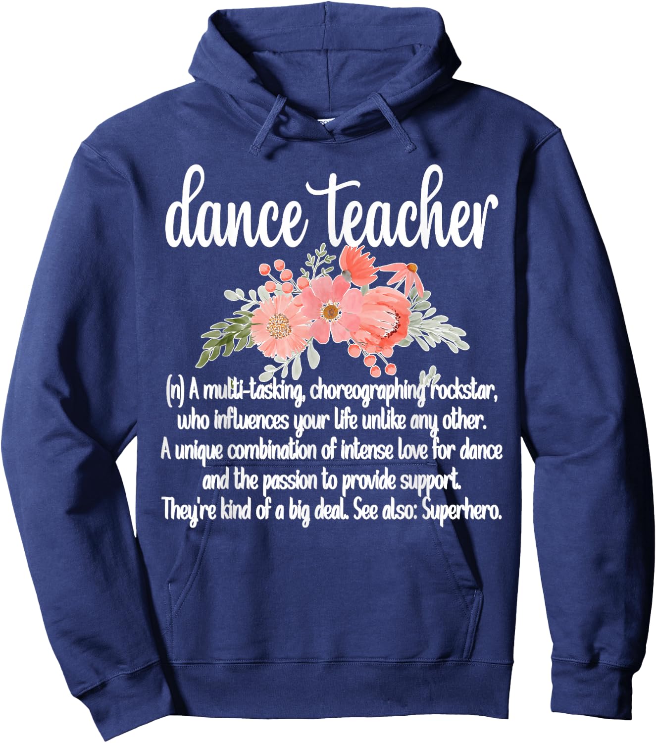 Dance Teacher Appreciation Women's Black Classic Fit Short Sleeve Lace Embellished Dance Teacher Hoodie - Hoodie | Navy