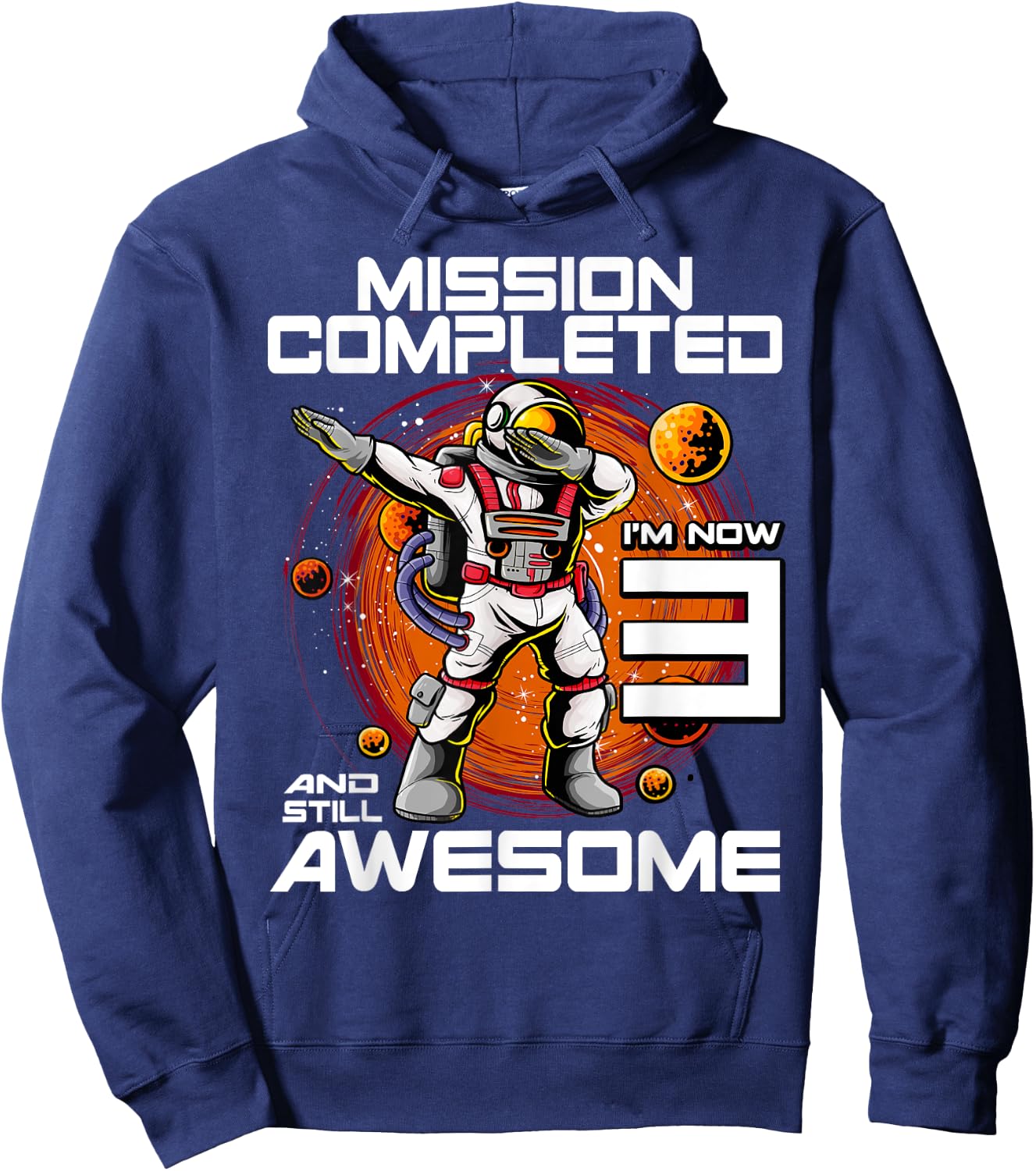 3rd Birthday Astronaut 3 Years Old Outer Space Birthday Hoodie - Hoodie | Navy